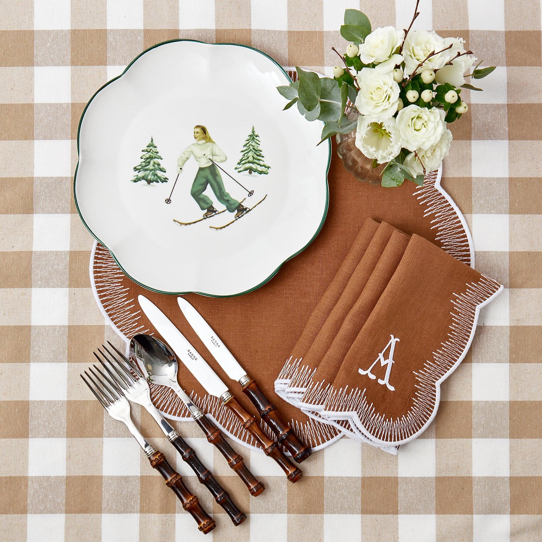 Enhance your dining decor with Alathea Caramel Linen Placemats.