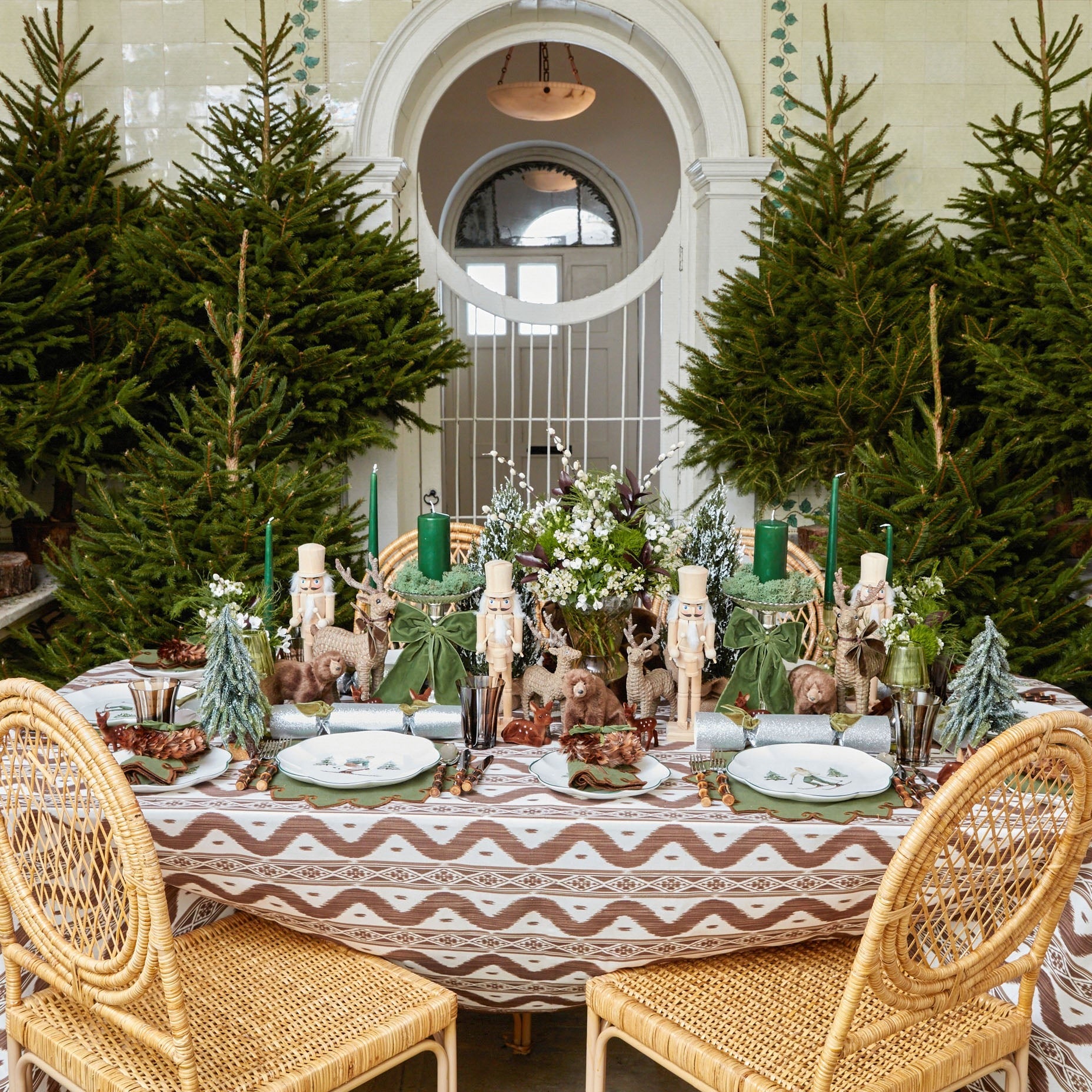 Set a distinctive and fashionable table with the Chocolate Brown Ikat Tablecloth, adorned with a unique Ikat pattern that adds a modern flair to your dining occasions.