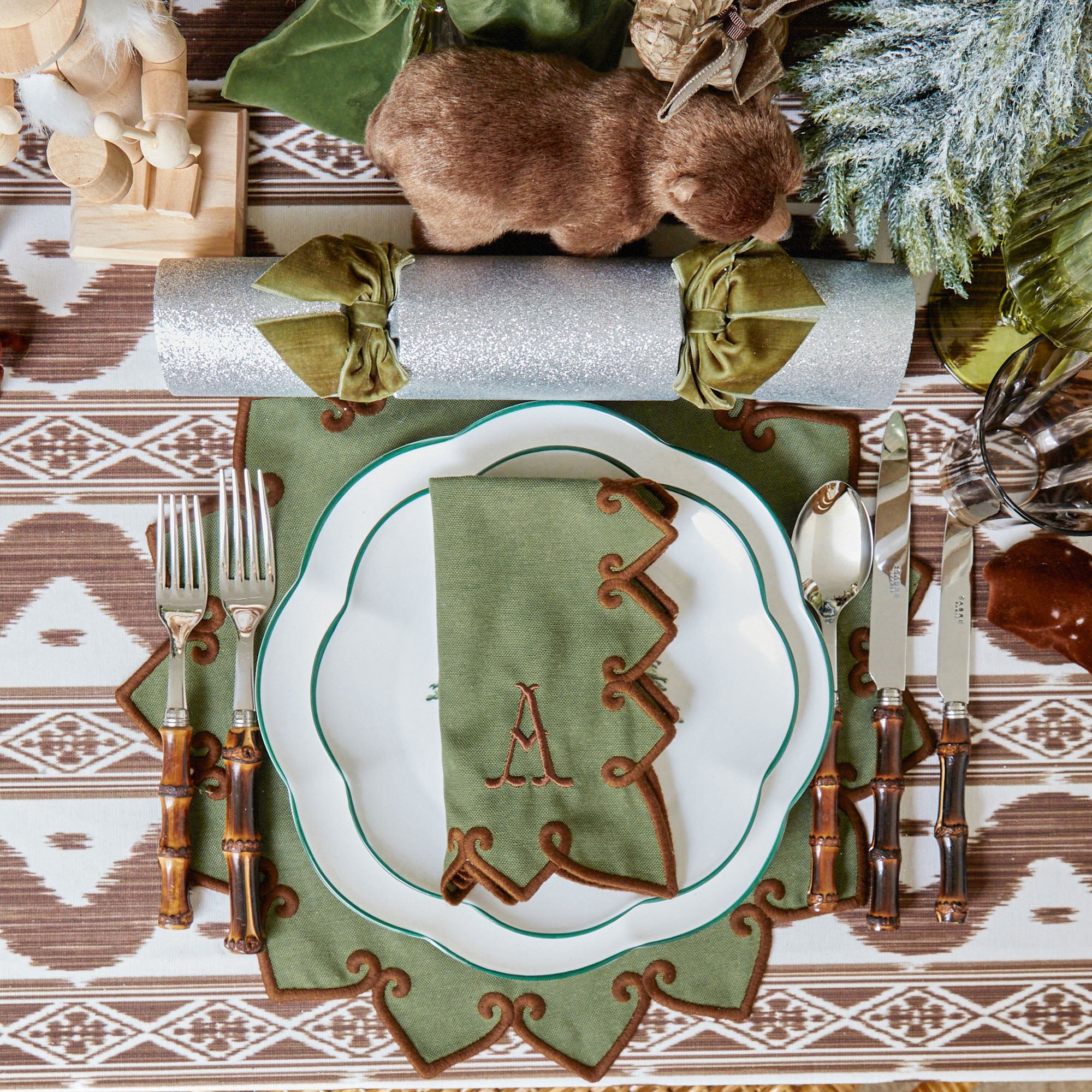 Turn your dining table into a focal point of style with the Chocolate Brown Ikat Tablecloth, a trendy and unique piece that enhances your celebrations with a touch of modernity.