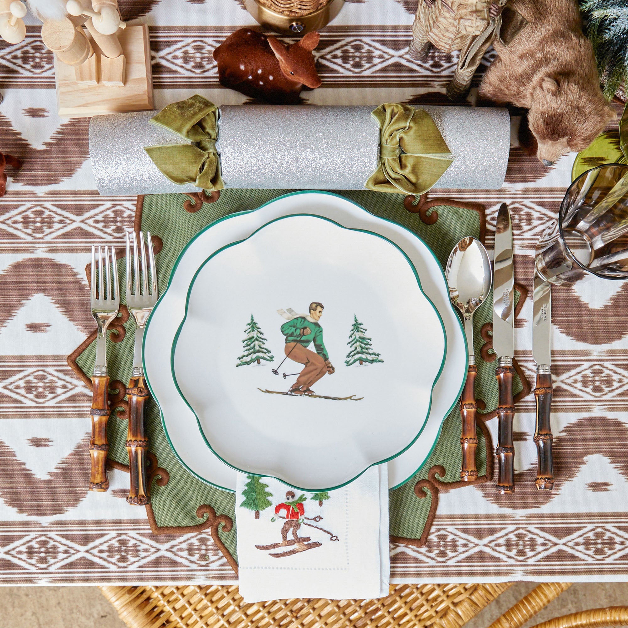 Enhance your holiday decor with the delightful beauty of the Heidi & Hans Skier Starter Plates, adding a touch of tradition and whimsy to your Christmas festivities.