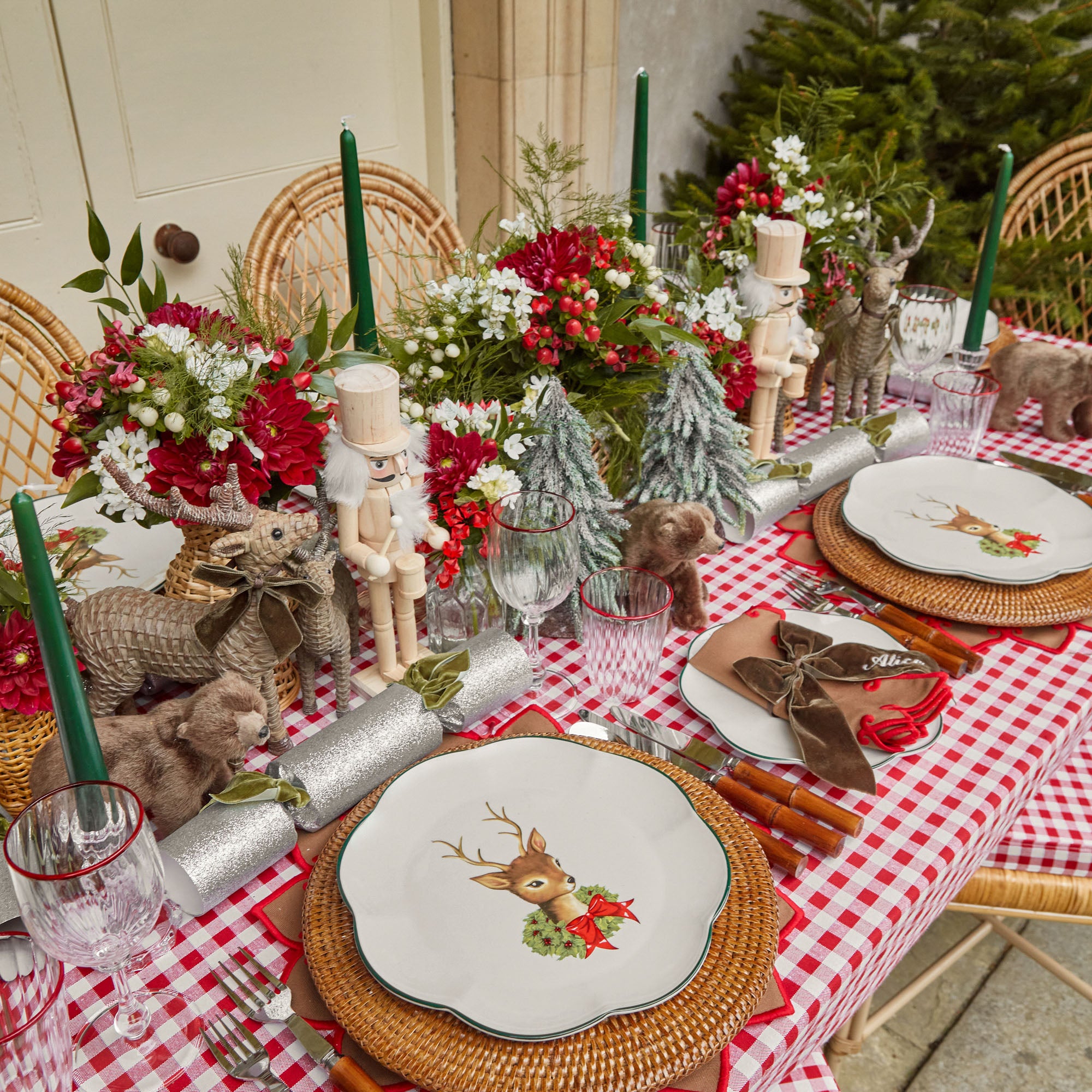 Make your holiday celebrations come alive with the charming charm of our Pair of Rattan Reindeer.