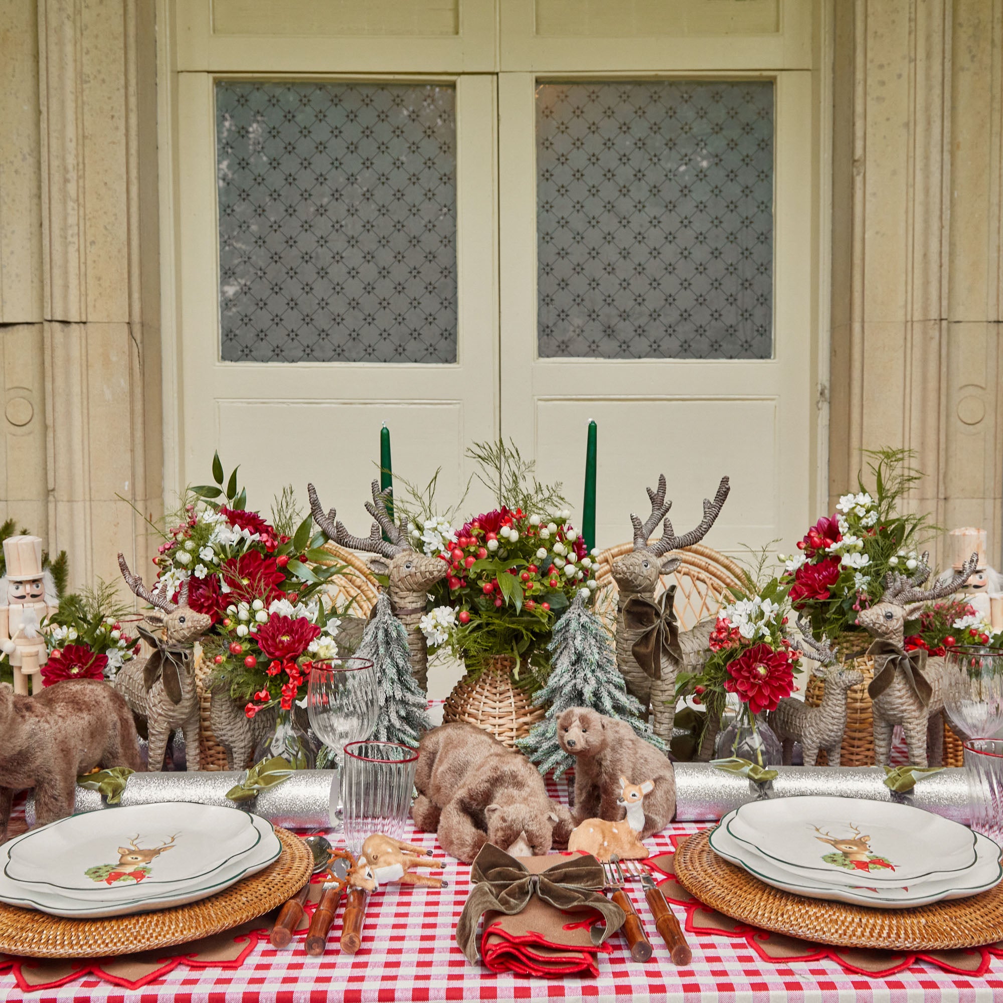 These Large Rattan Reindeer radiate a cozy and festive atmosphere.