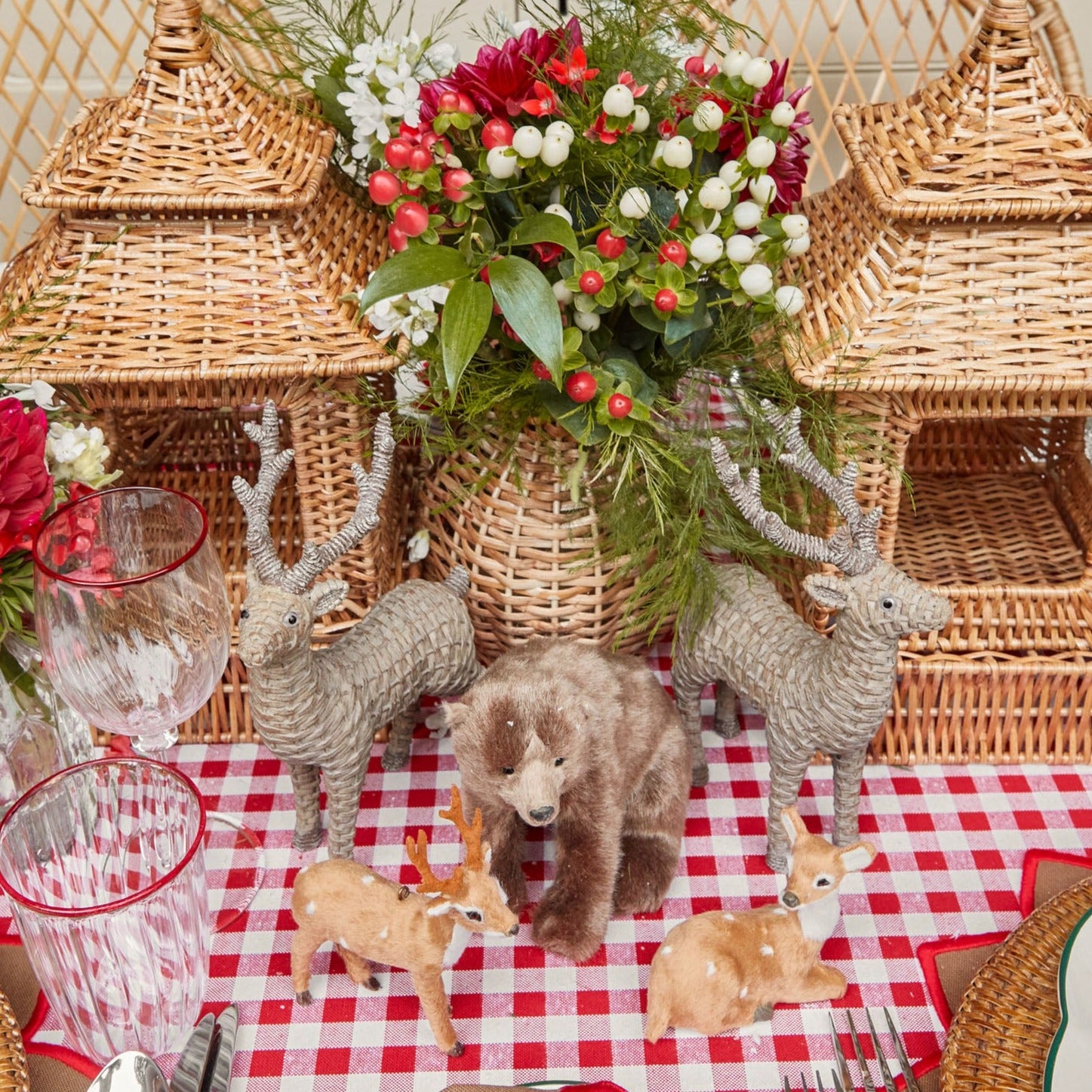 These adorable Mini Rattan Reindeer are ready to spread holiday cheer.