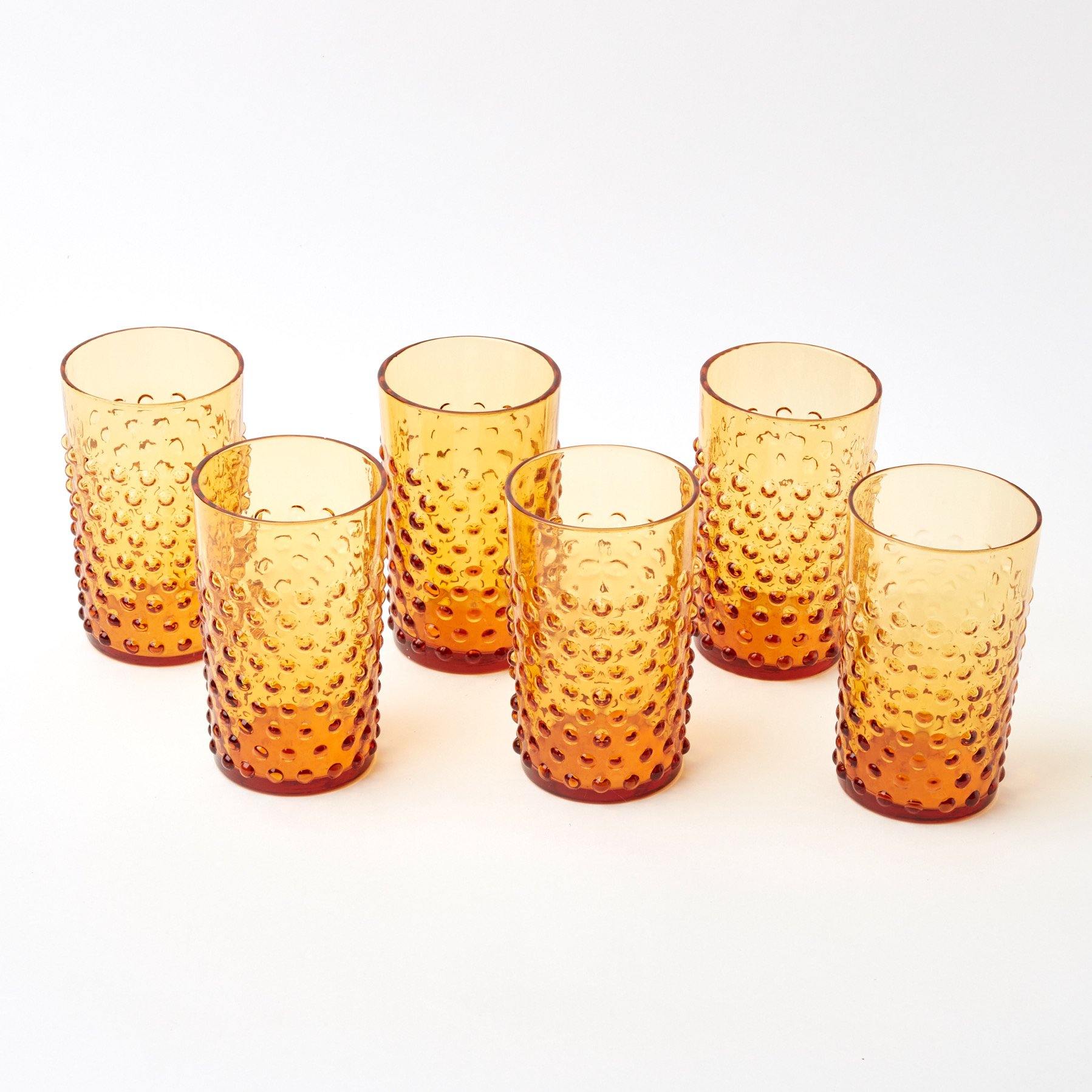 Amber Hobnail Glasses (Set of 6) - Mrs. Alice