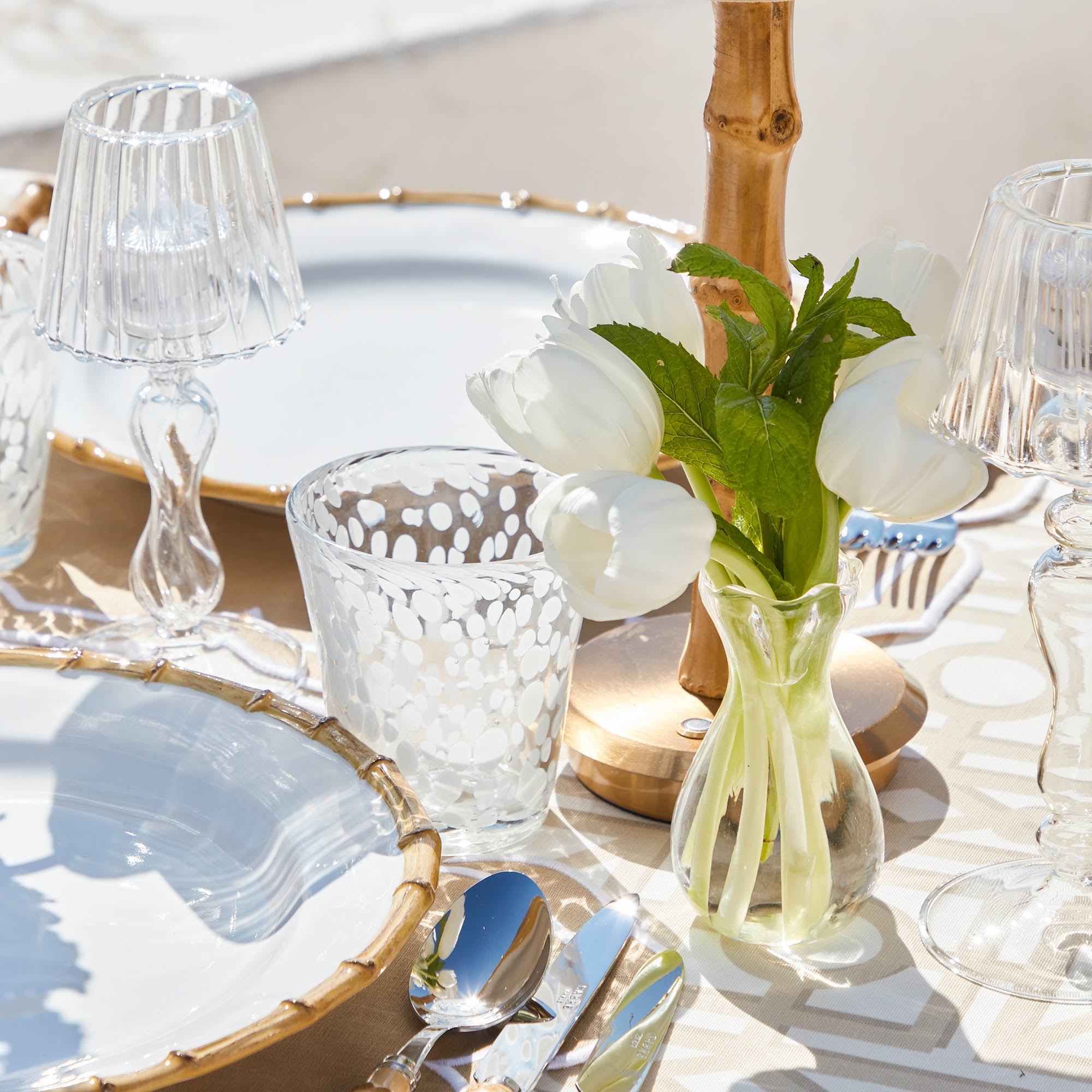 Dappled White Glasses & Jug Set