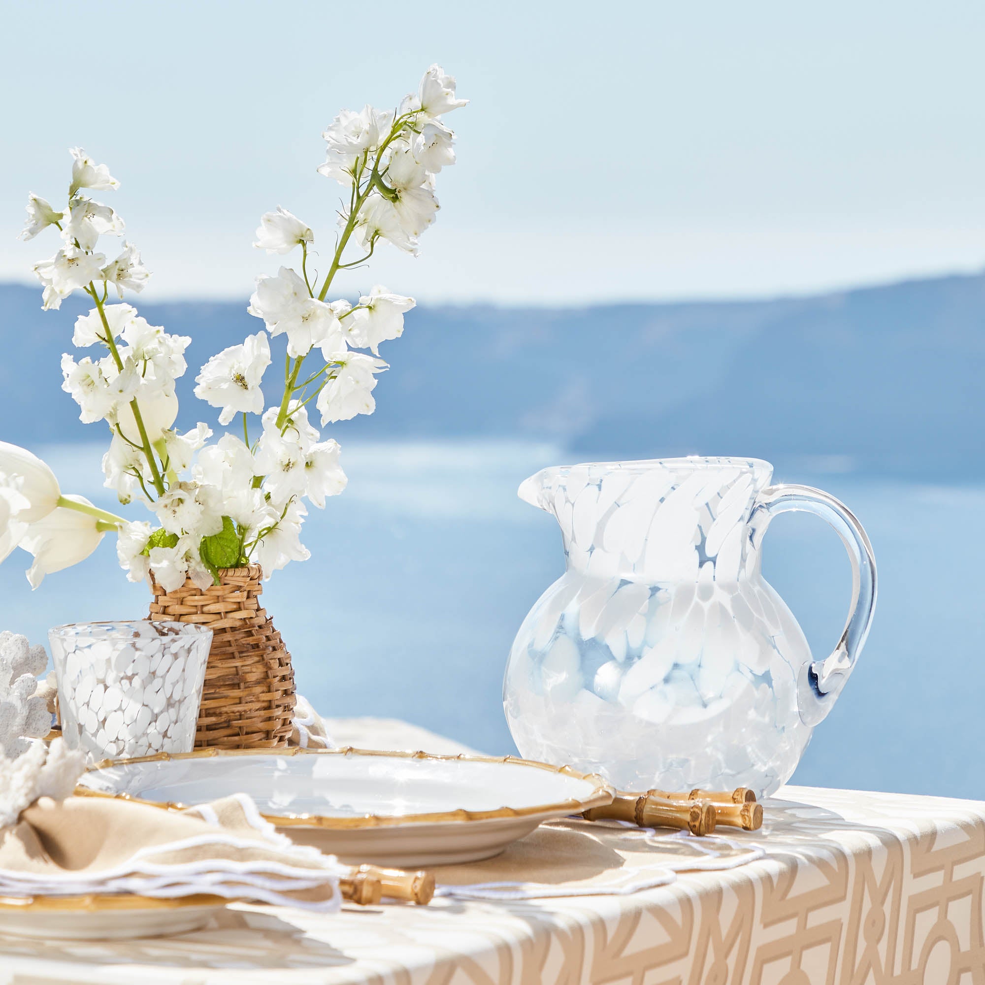 Dappled White Glasses & Jug Set