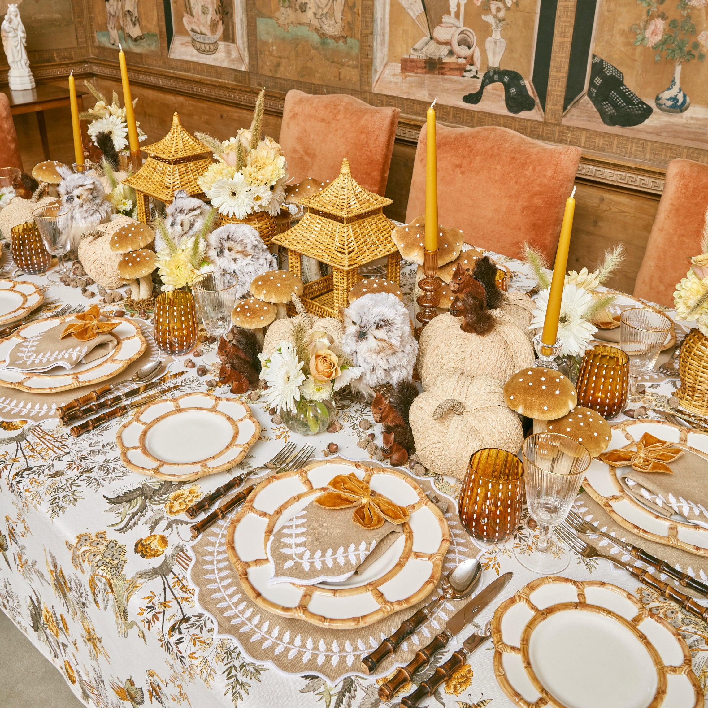 Whimsical elegance: Autumn Fields Tablecloth design.