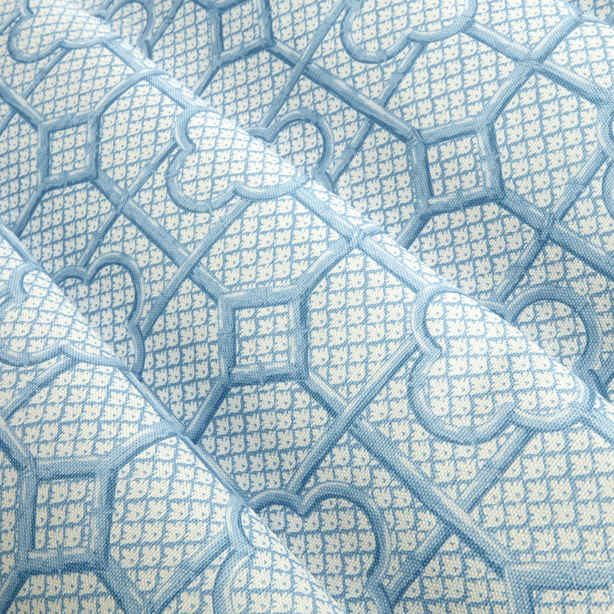 Blue Bamboo Trellis Fabric - Mrs. Alice