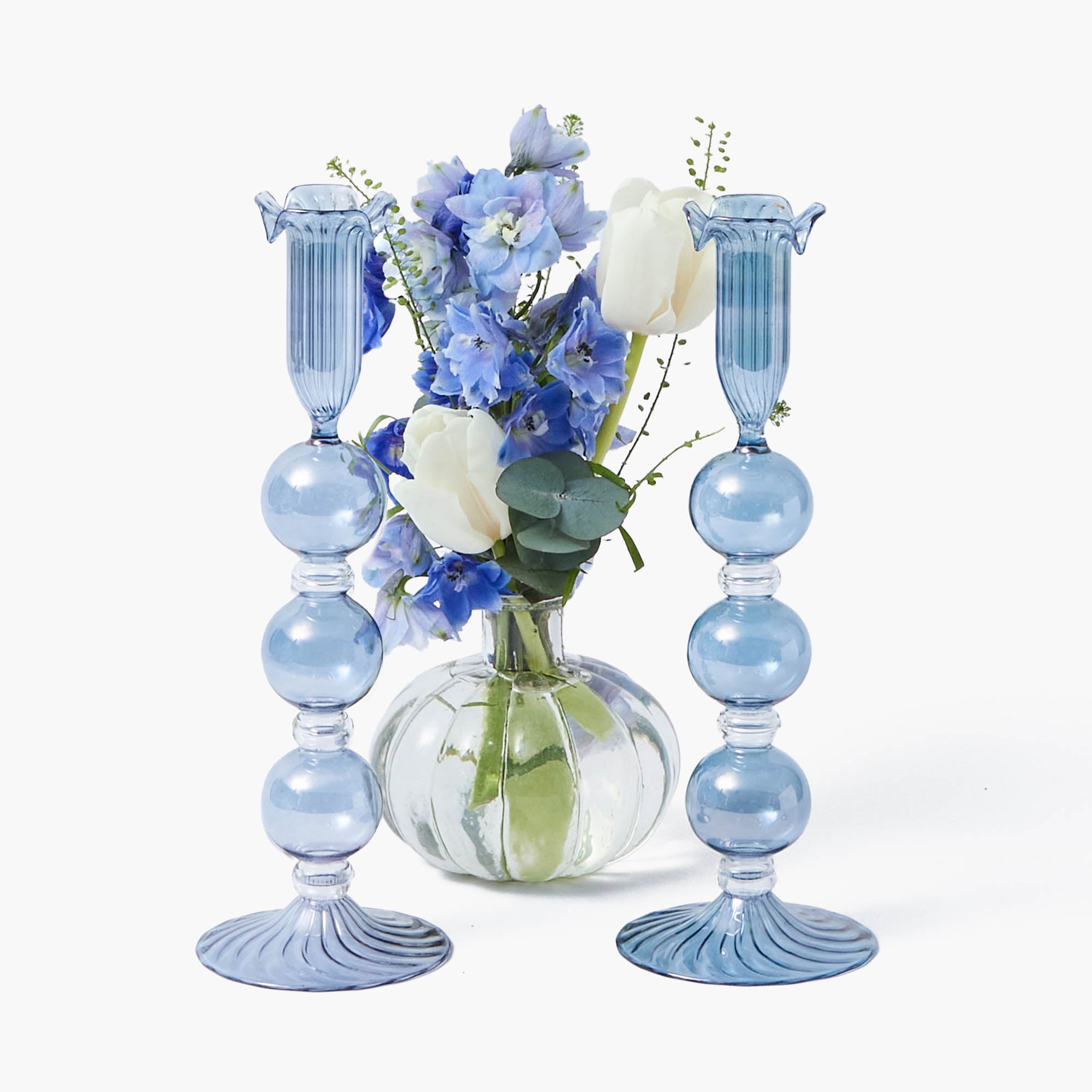 Eden Blue Candle Holder (Pair)