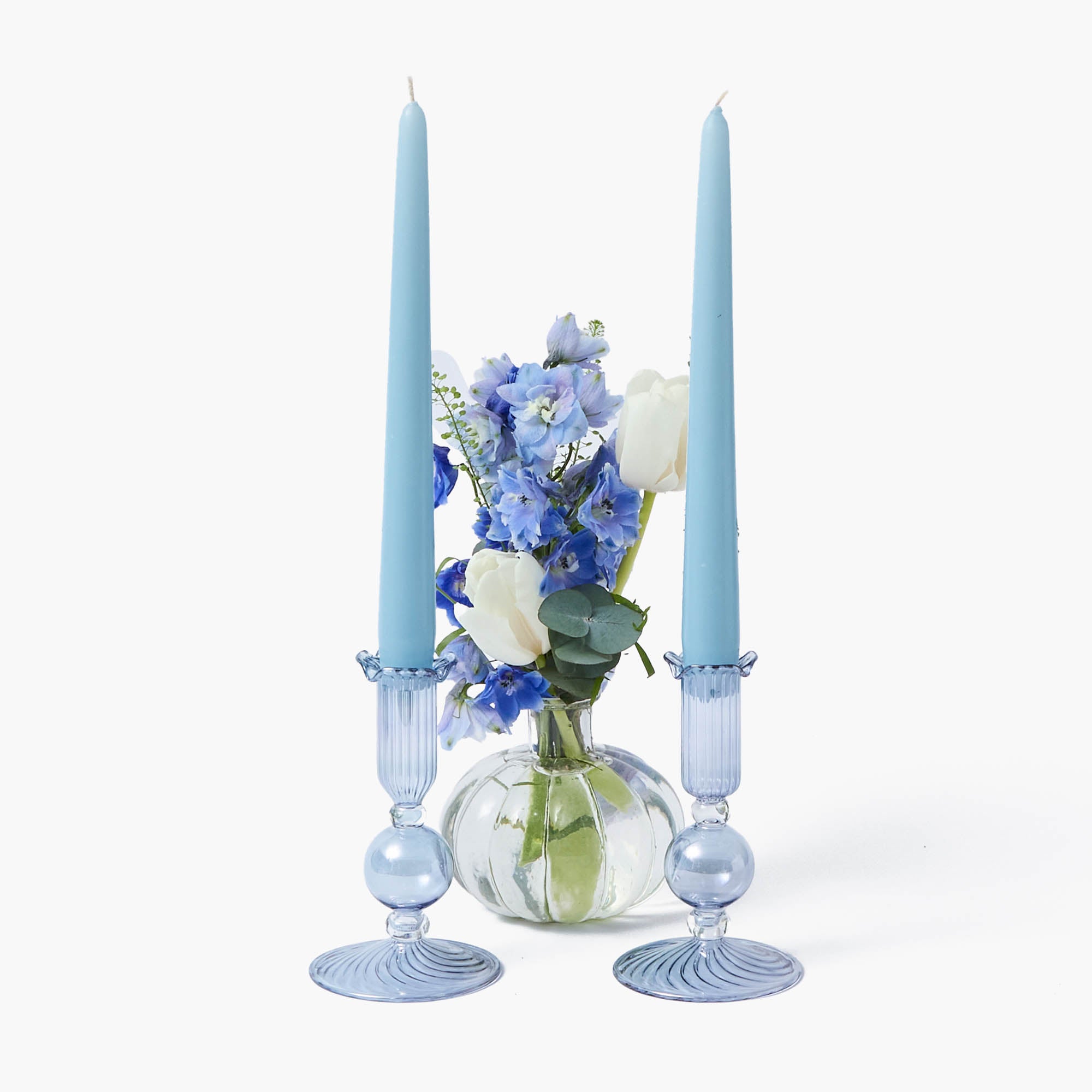 Small Eden Blue Candle Holder (Pair)