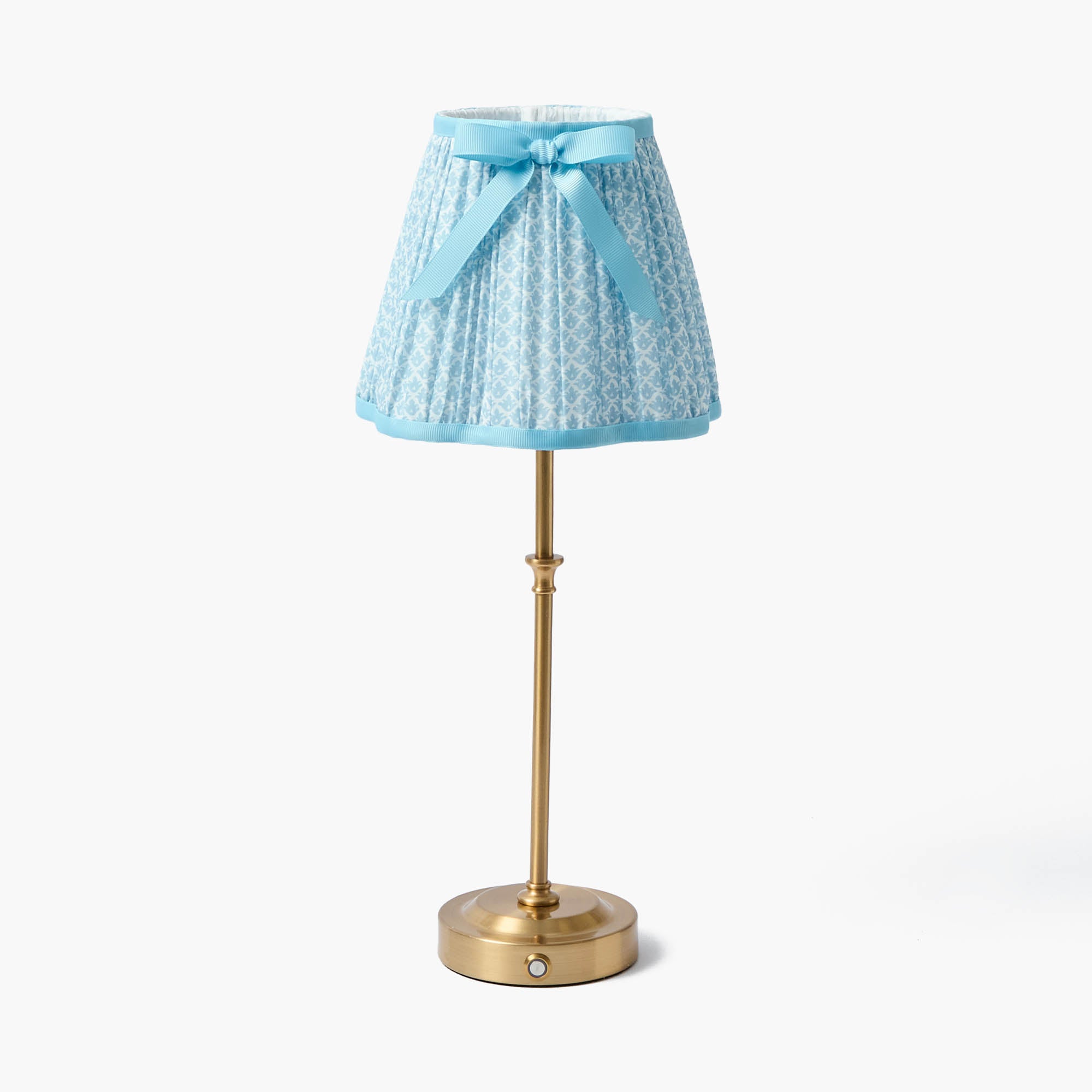 Edie Tall Rechargeable Lamp with Blue Lotus Bow Shade (18cm)