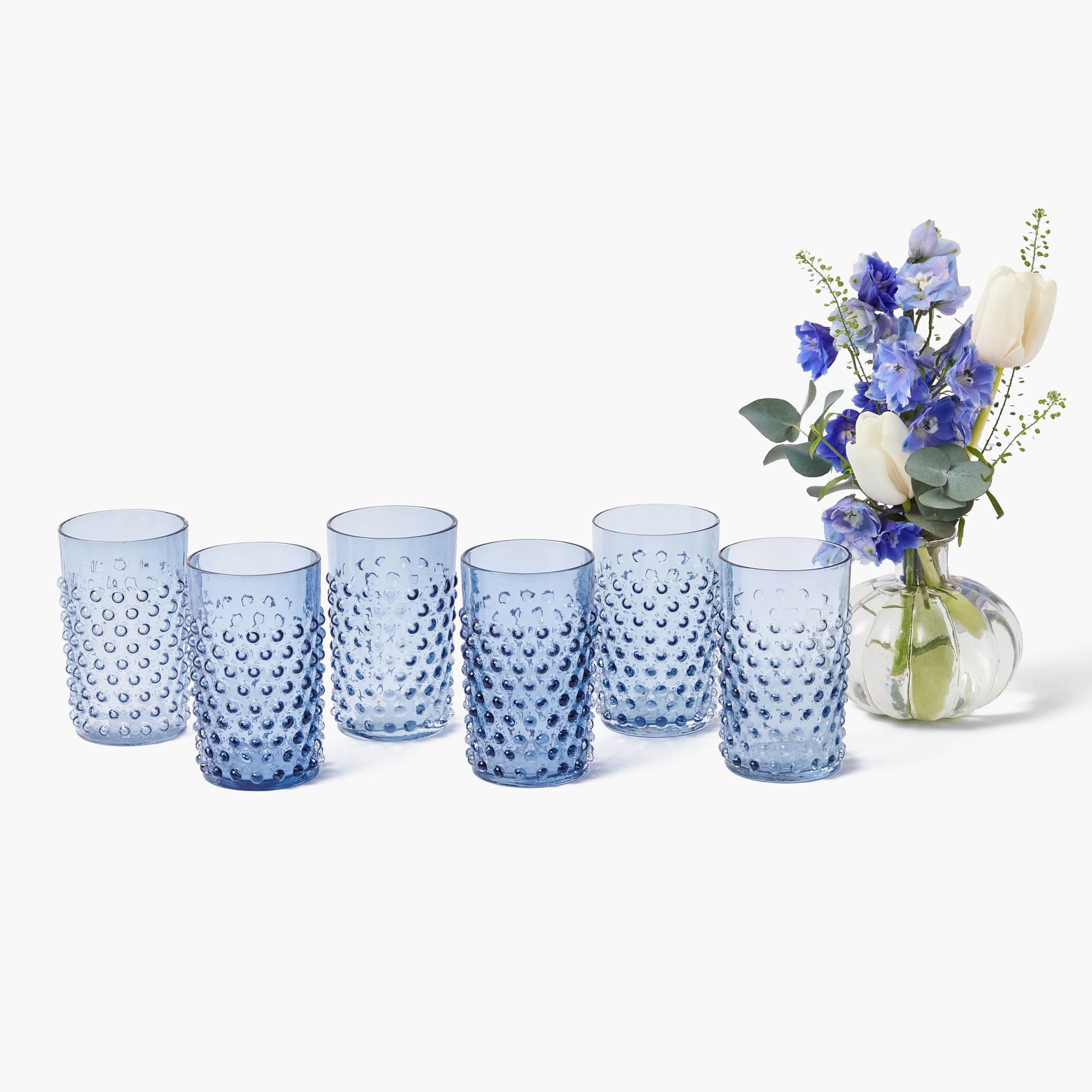 Navy Hobnail Glasses (Set of 6)