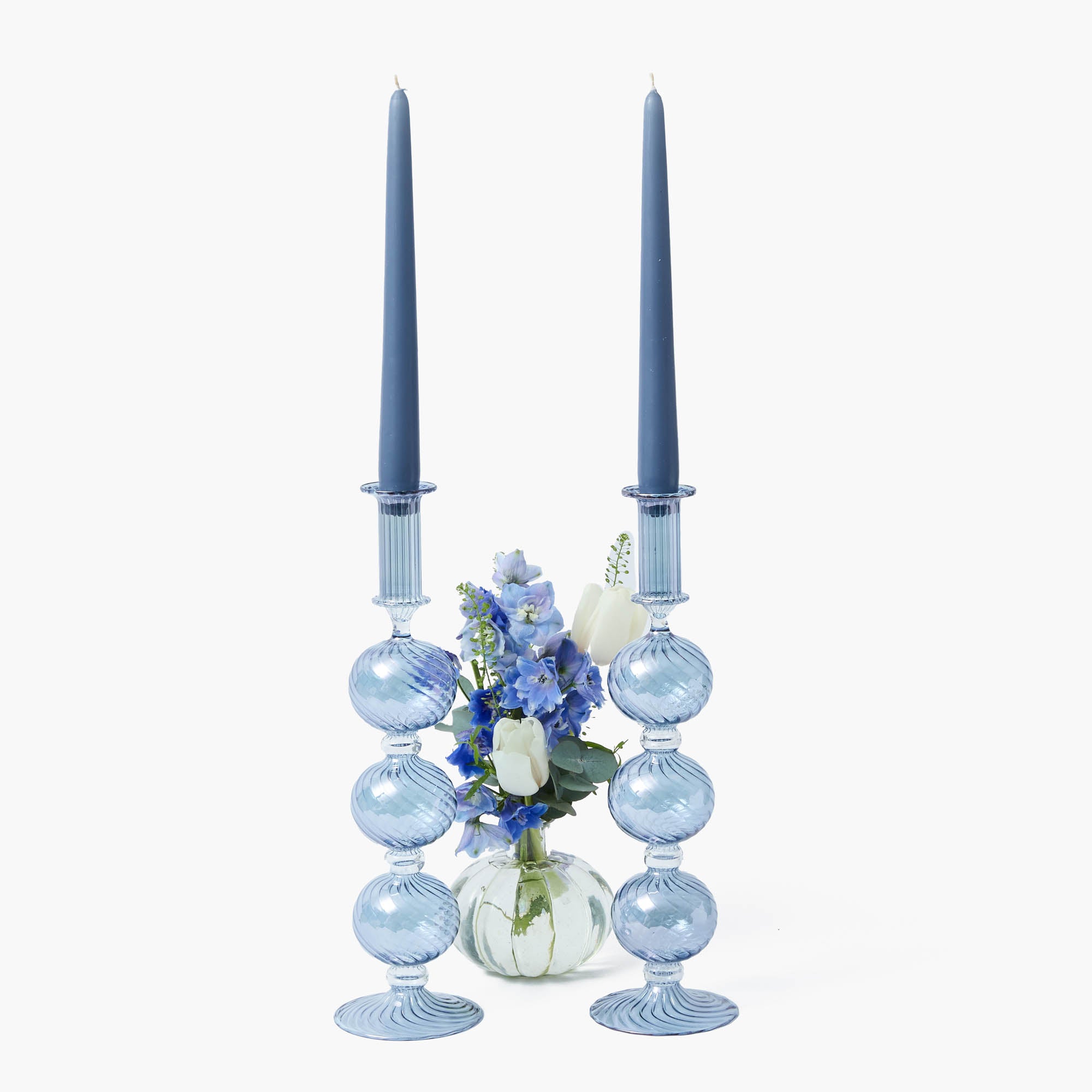 Camille Azure Candle Holder (Pair)