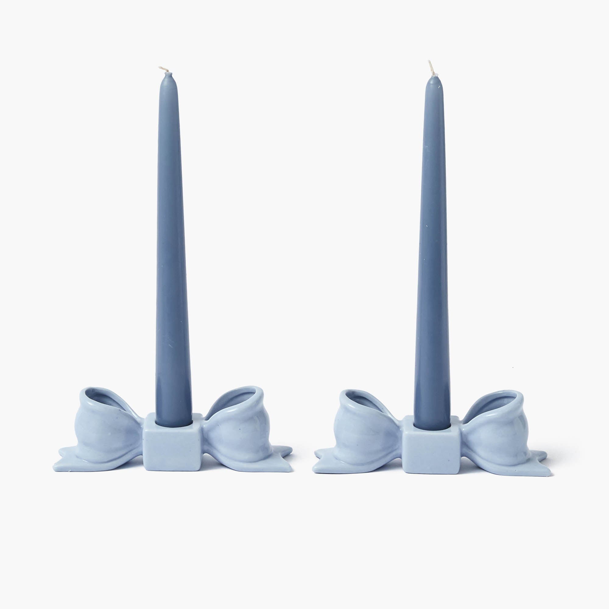 Soft Blue Ceramic Bow Candle Holder (Pair)