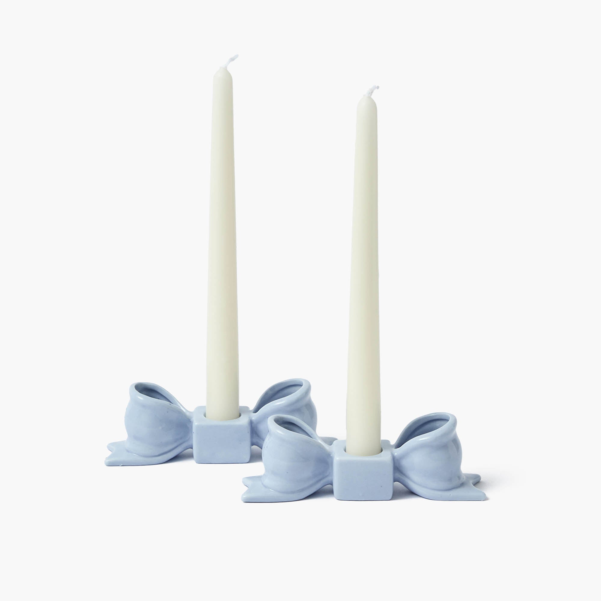 Soft Blue Ceramic Bow Candle Holder (Pair)