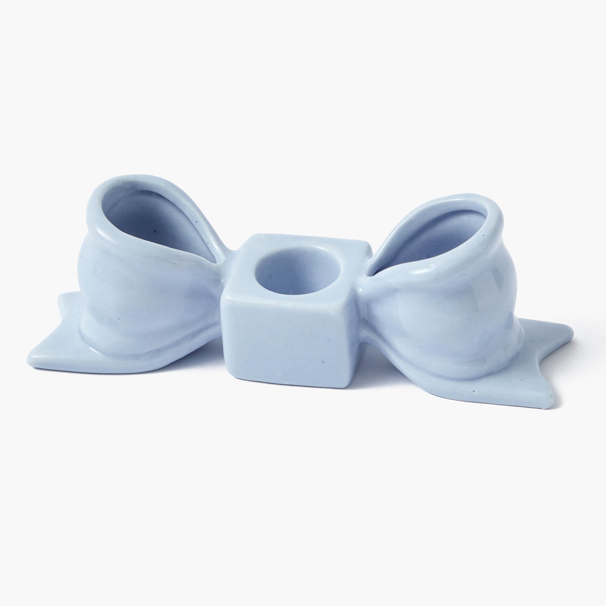 Soft Blue Ceramic Bow Candle Holder (Pair)