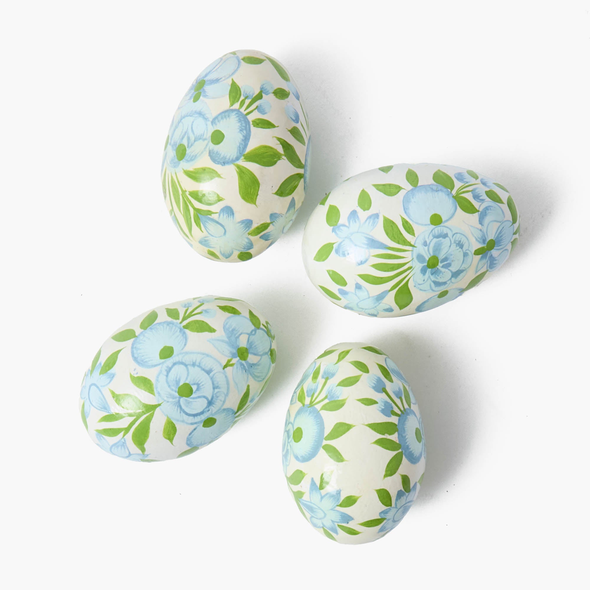 Hand Painted Green & Blue Pastel Eggs (Set of 4)