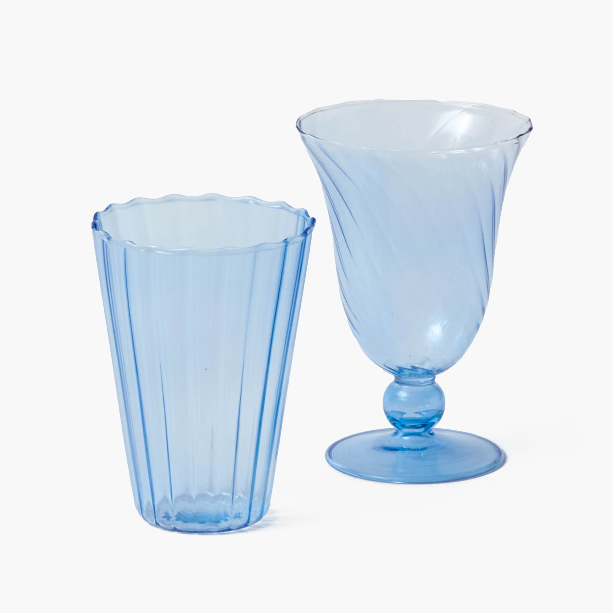 Blue Fluted Water Glasses (Set of 4)