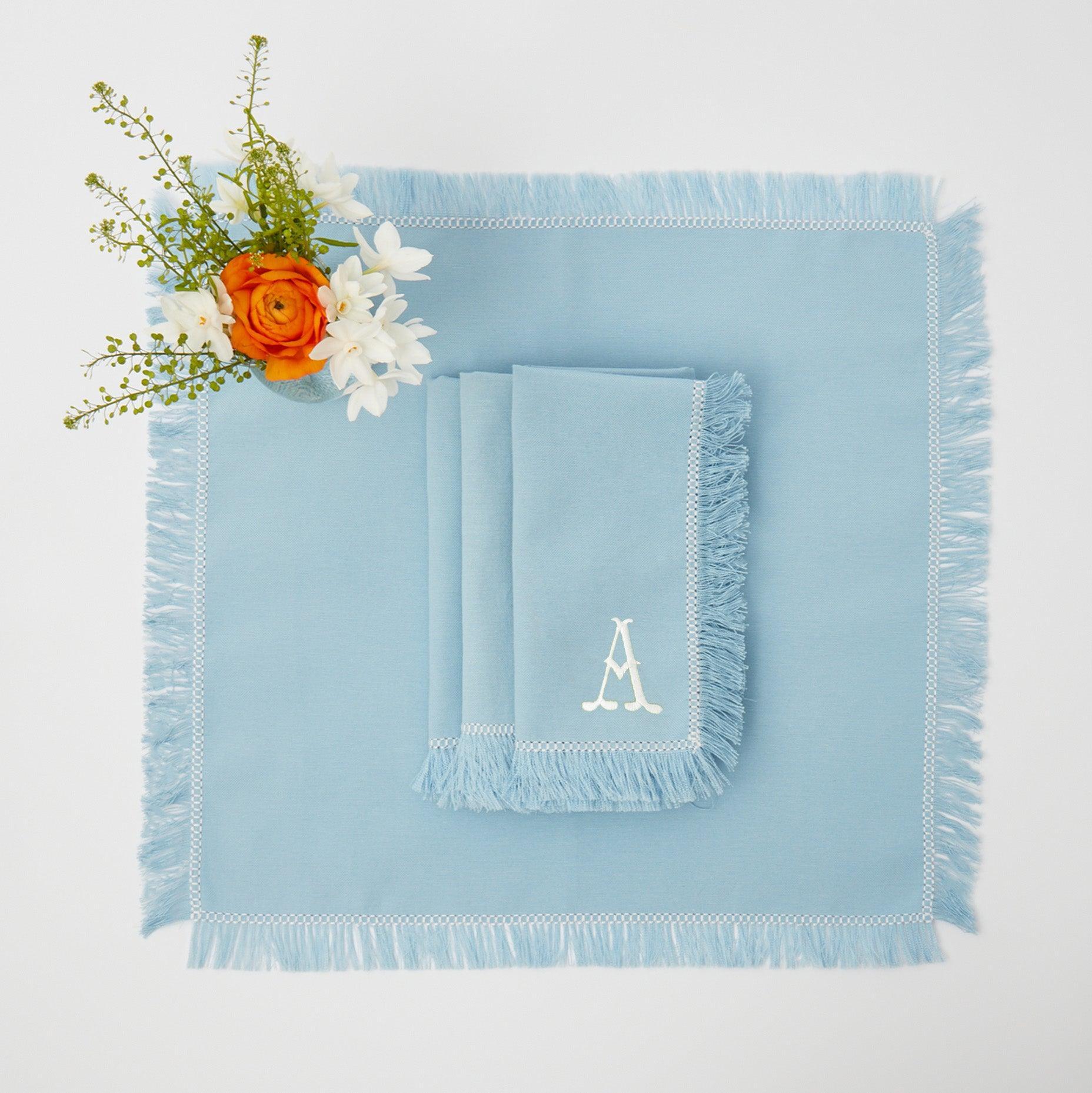 Blue Fringe Napkins (Set of 4) - Mrs. Alice