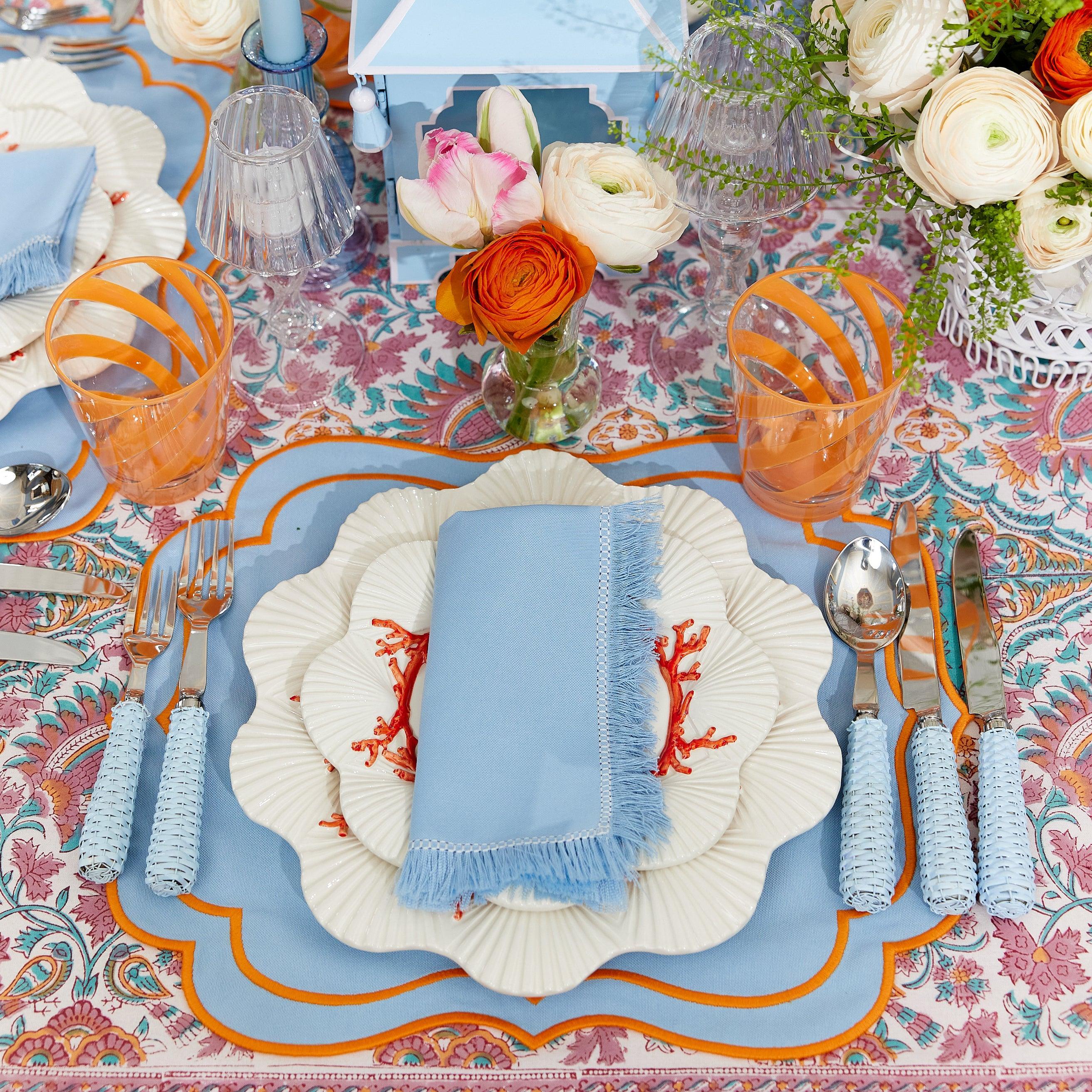 Blue Fringe Napkins (Set of 4) - Mrs. Alice