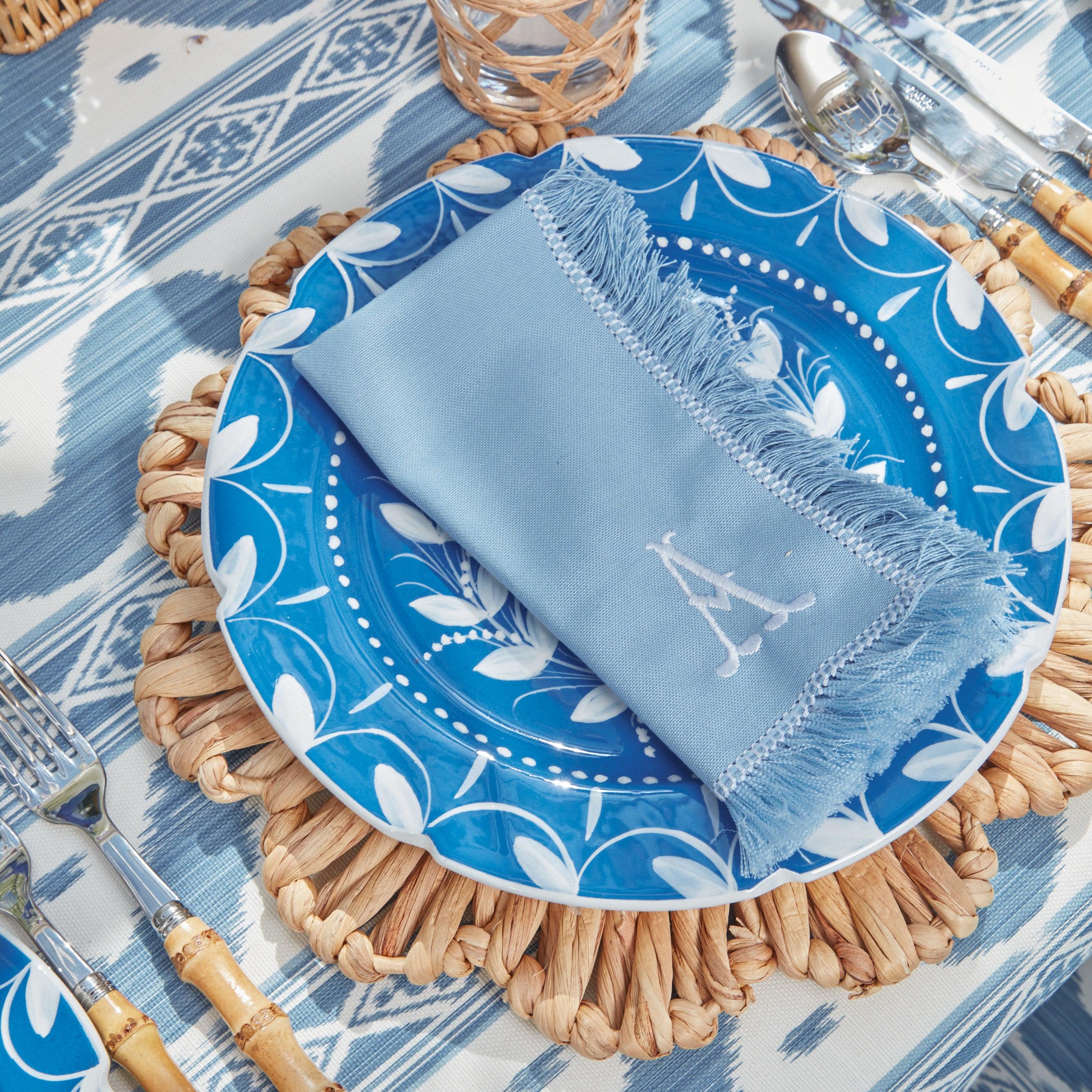 Blue Fringe Napkins (Set of 4) - Mrs. Alice