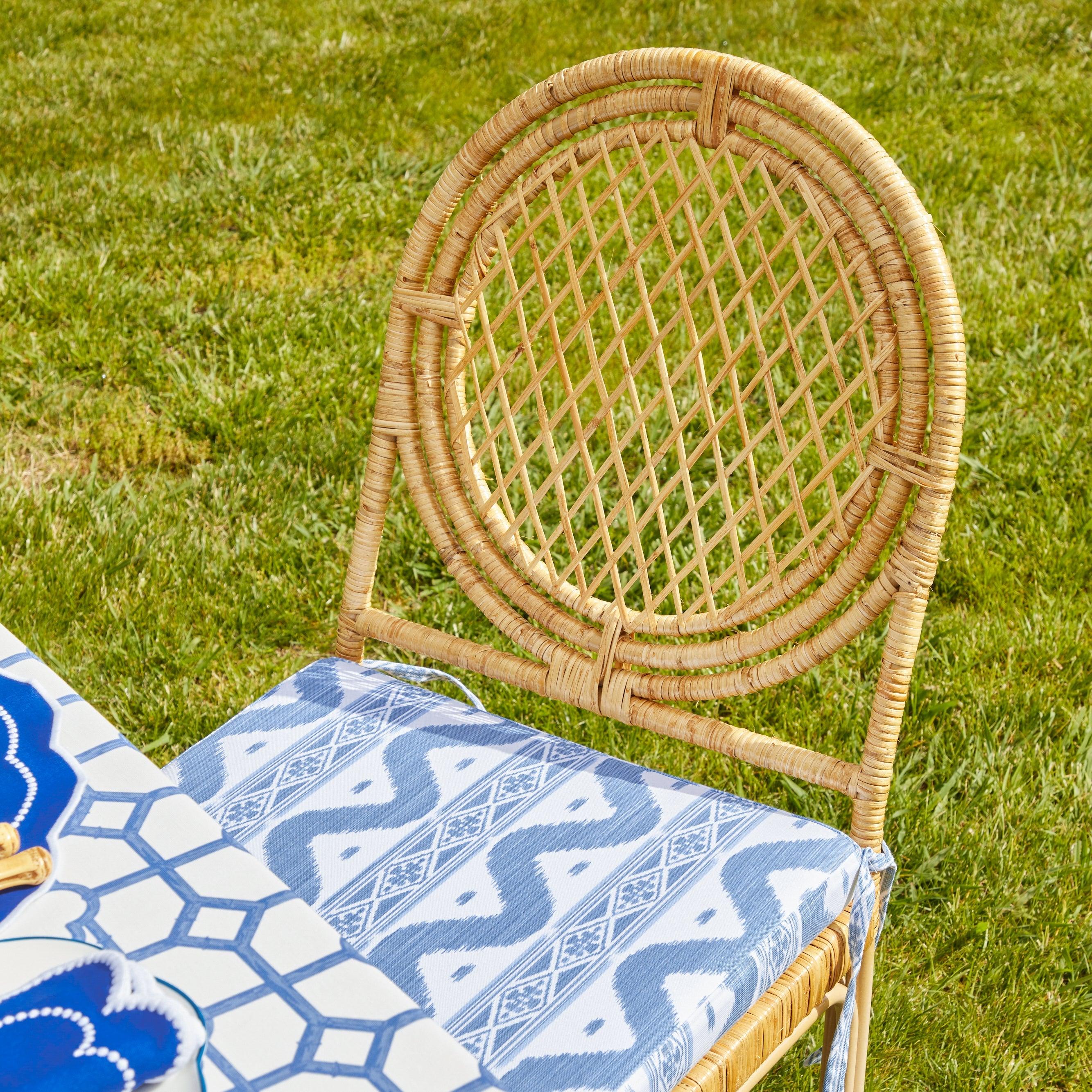 Blue Ikat Seat Pad Cushion - Mrs. Alice