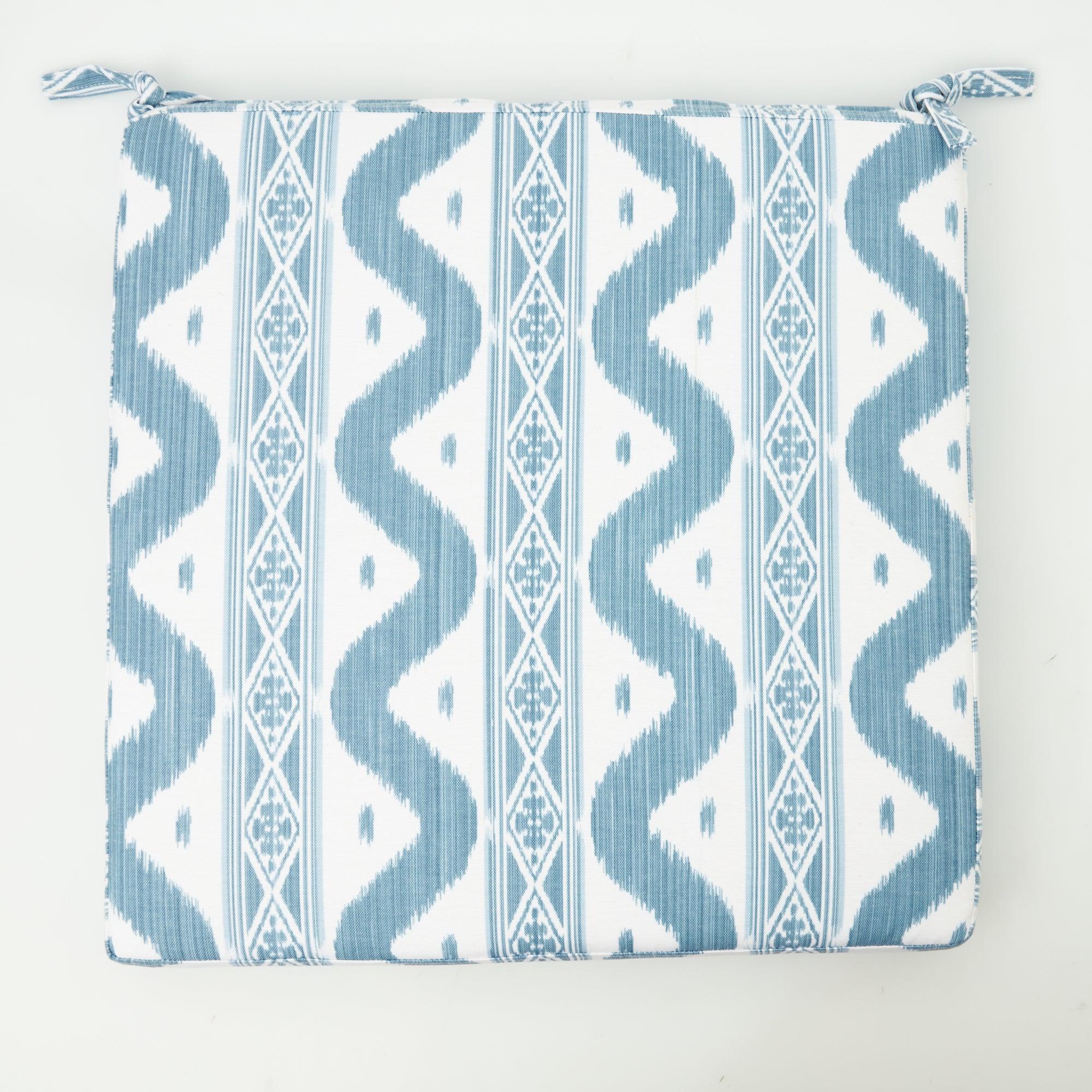 Blue Ikat Seat Pad Cushion - Mrs. Alice