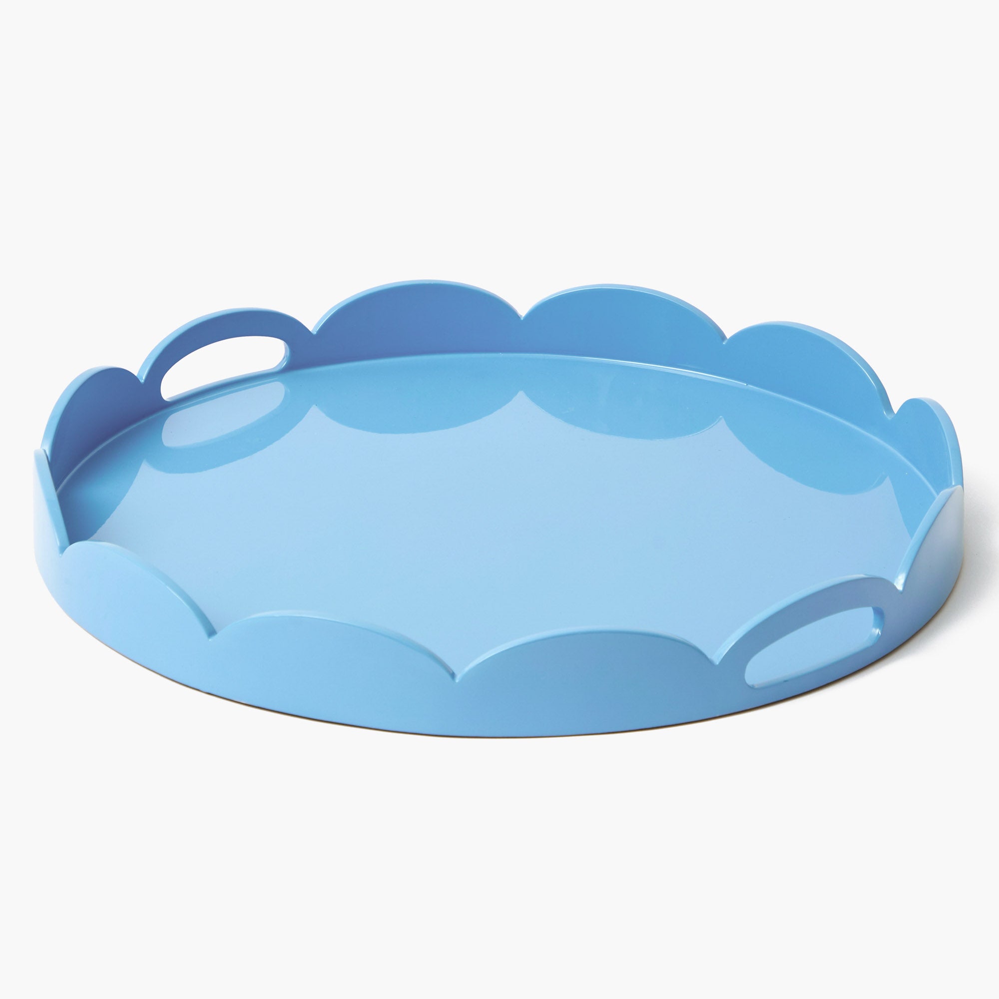 Blue Scalloped Lacquer Round Tray