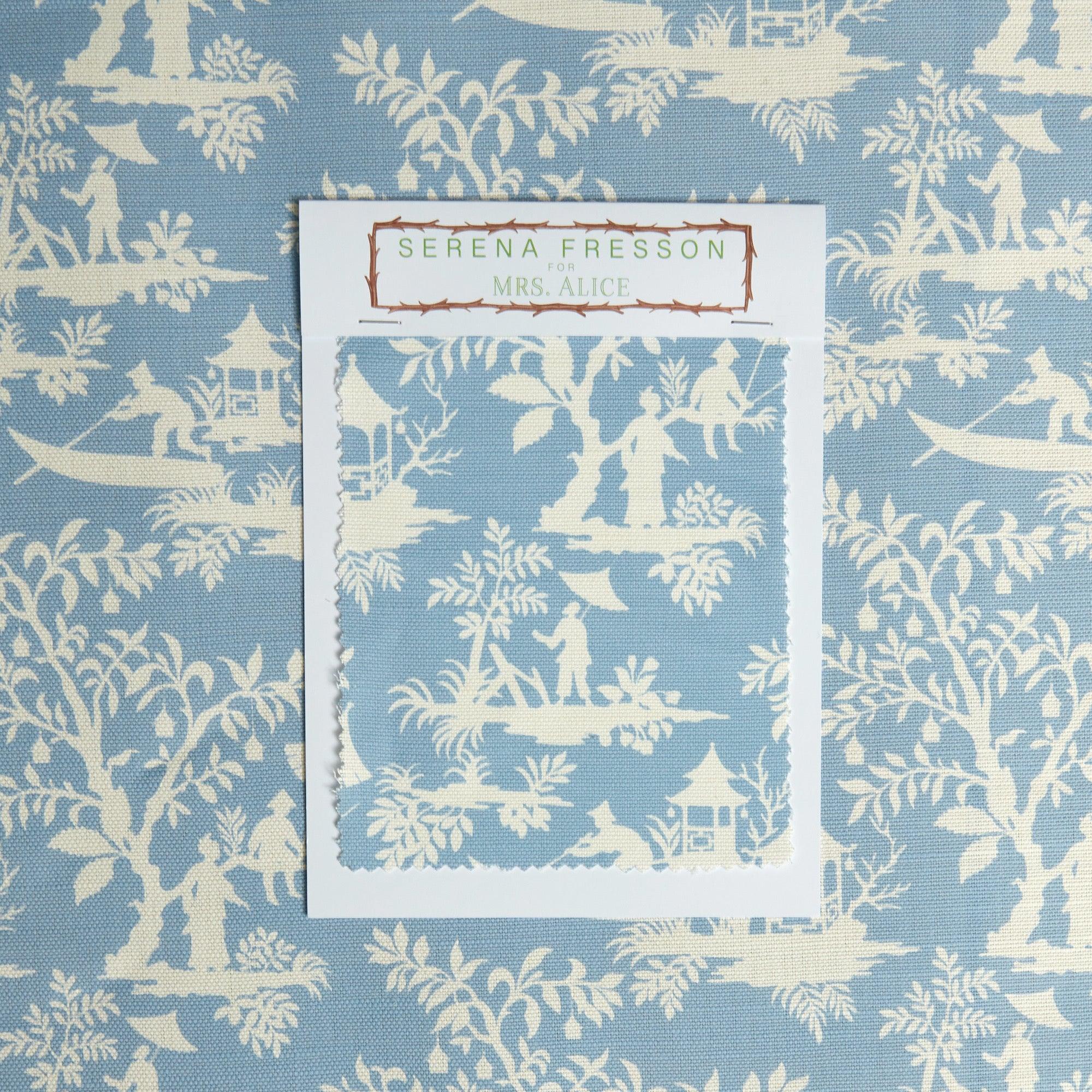 Blue Pagoda Garden Fabric - Mrs. Alice