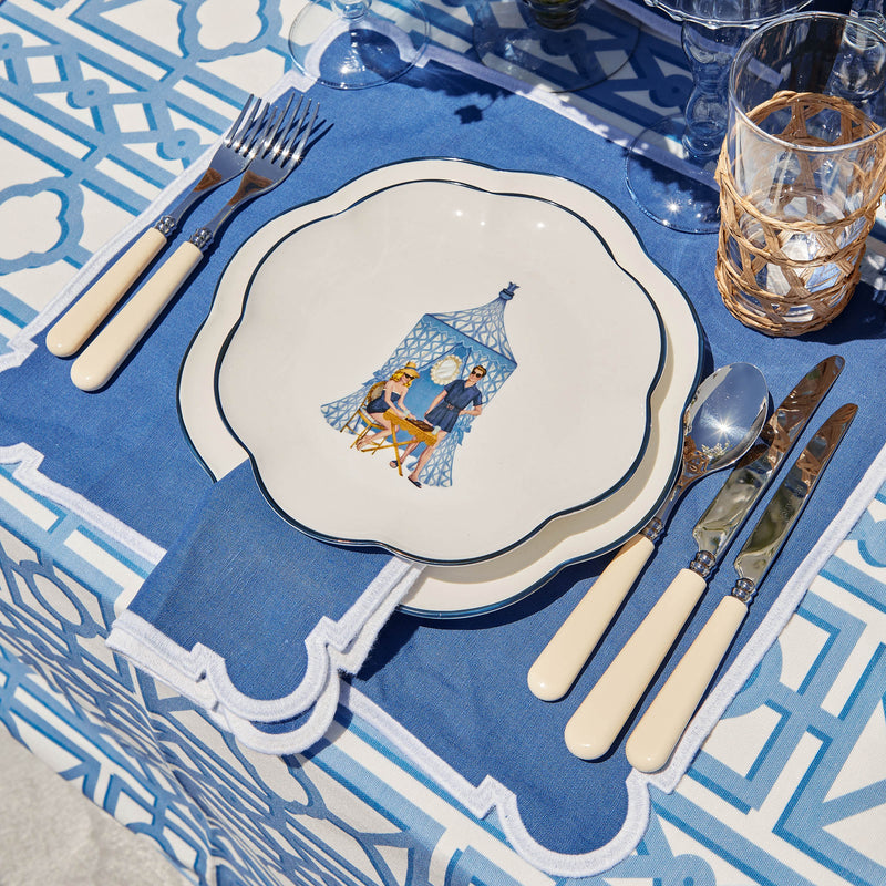 Blue Pavilion Trellis Tablecloth