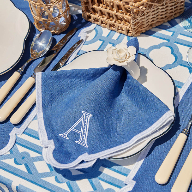 Azure Blue Linen Placemats & Napkins (Set of 4)