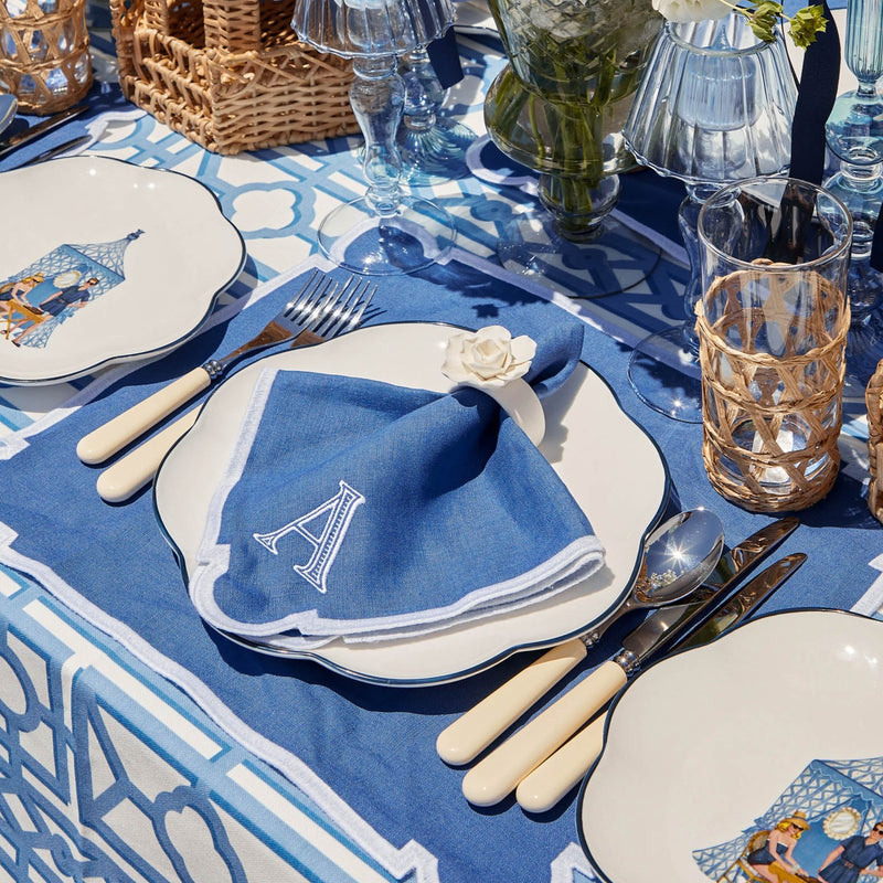 Azure Blue Linen Placemats & Napkins (Set of 4)