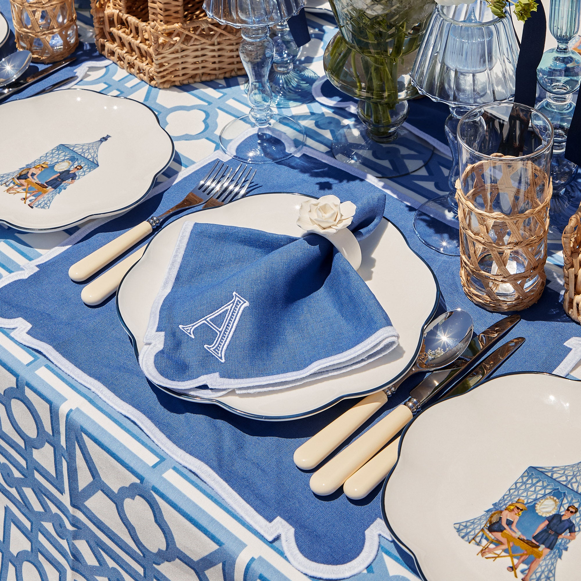 Azure Blue Linen Placemats (Set of 4)