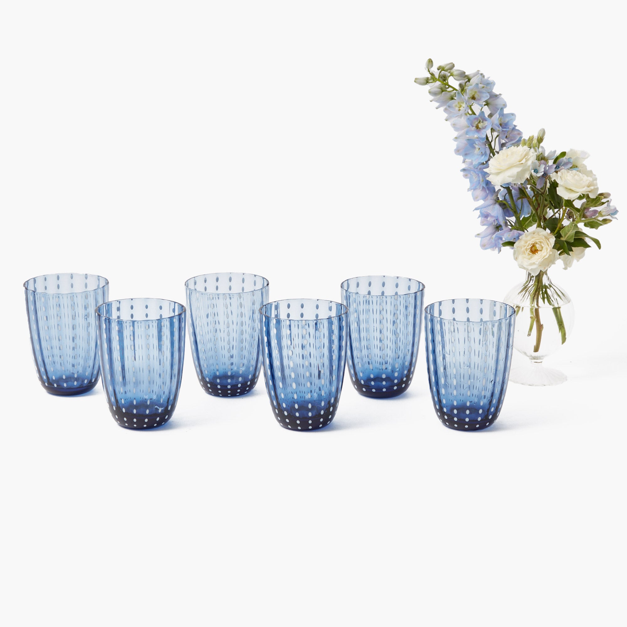 Blue Speckle Water Glasses (Set of 6)