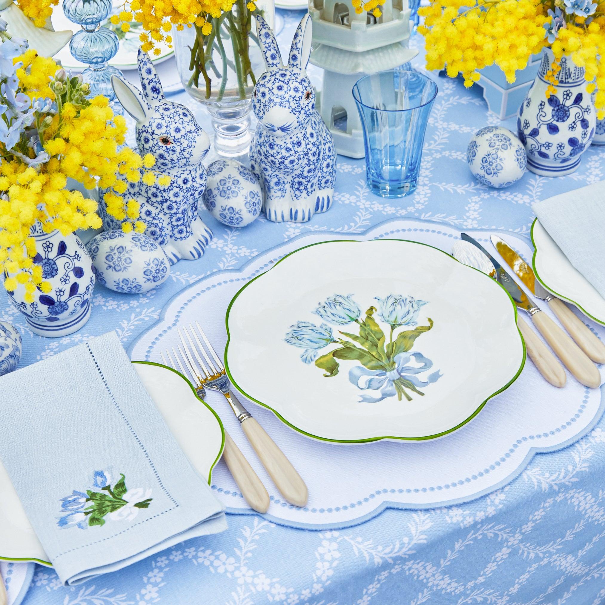 Blue Tulip Dinner Plates (Set of 4) - Mrs. Alice