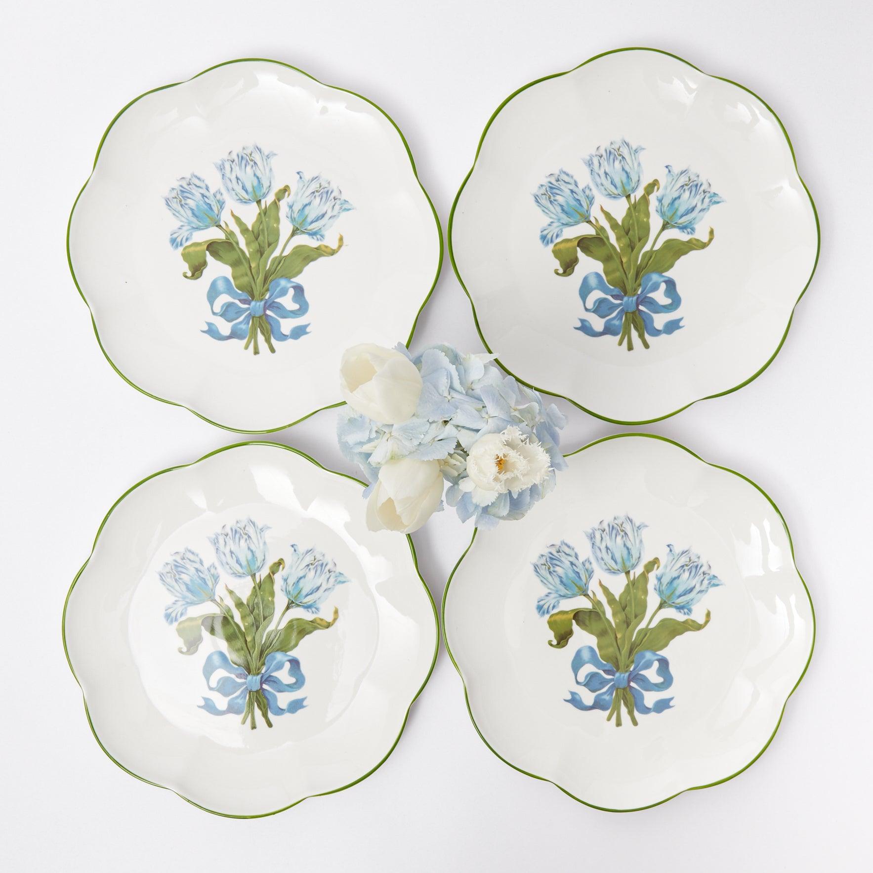 Blue Tulip Dinner Plates (Set of 4) - Mrs. Alice