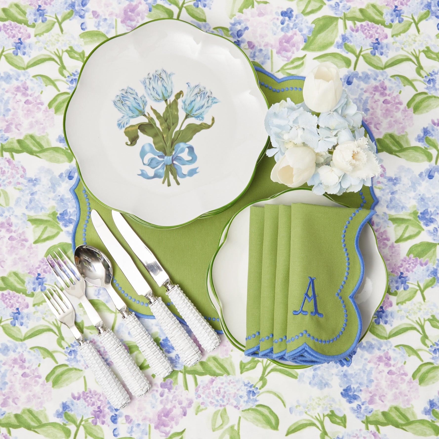 Blue Tulip Dinner Plates (Set of 4) - Mrs. Alice