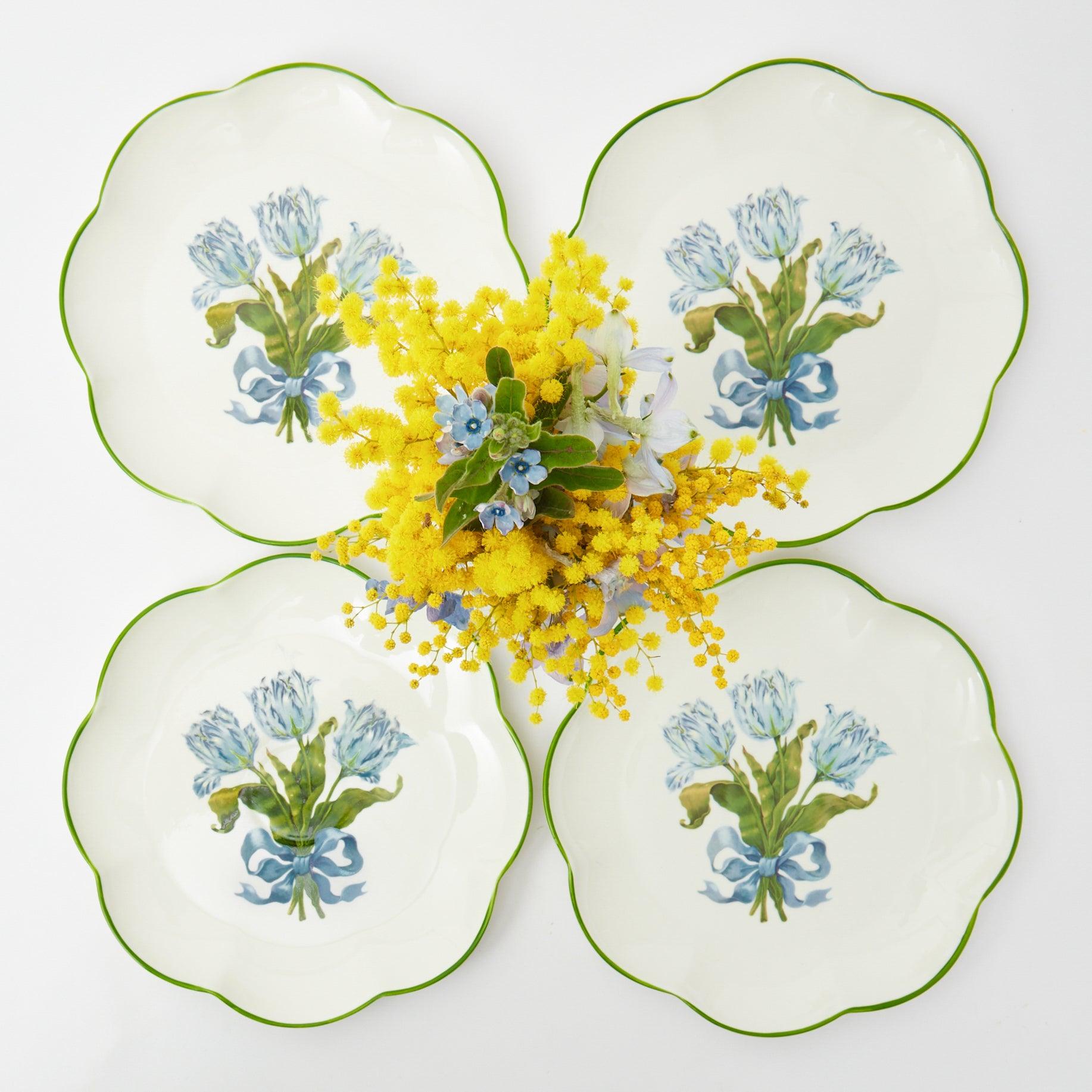 Blue Tulip Starter Plates (Set of 4) - Mrs. Alice