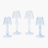 Blue Glass Lantern Tea Light Holder Set