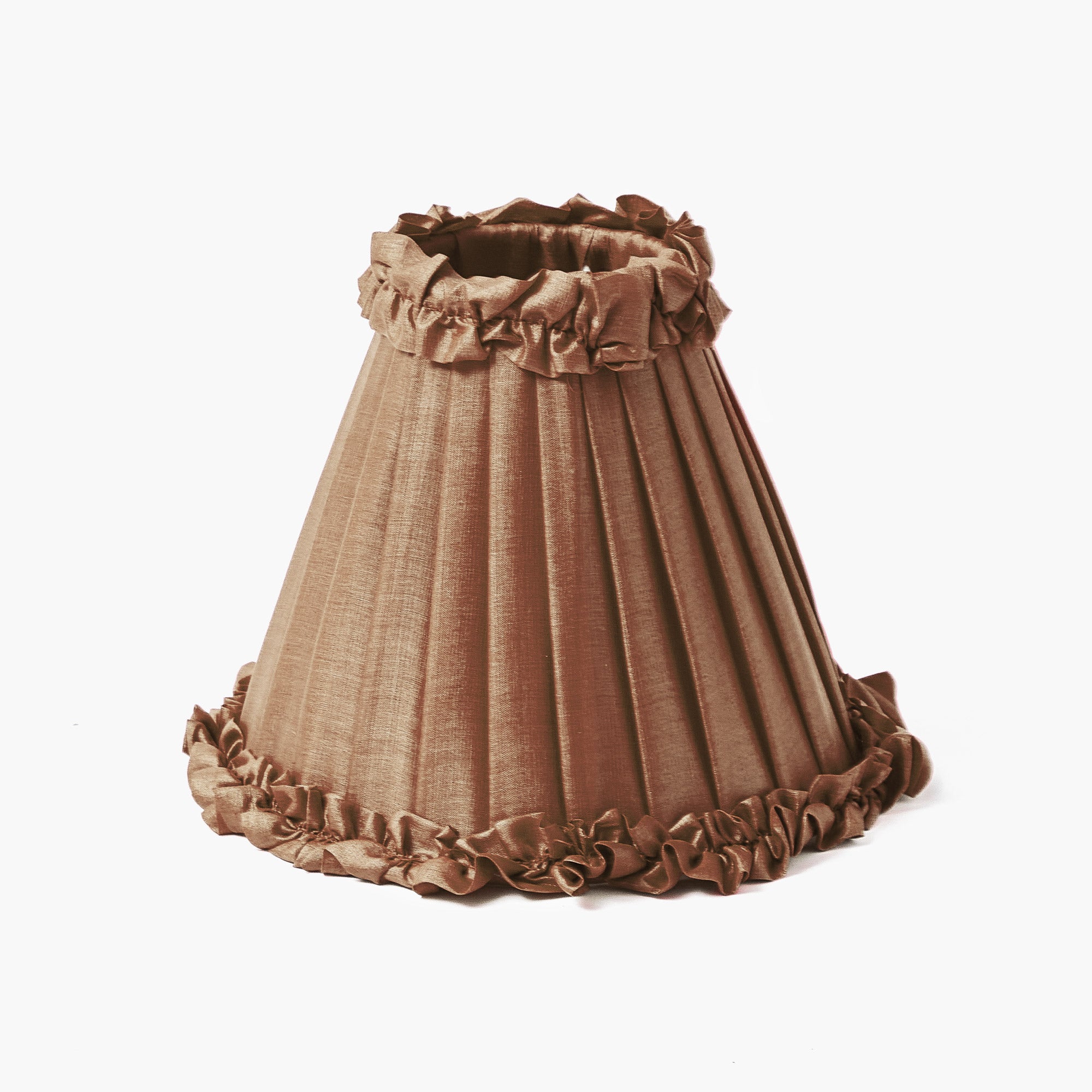 Brown Frilled Silk Lampshade (18cm)