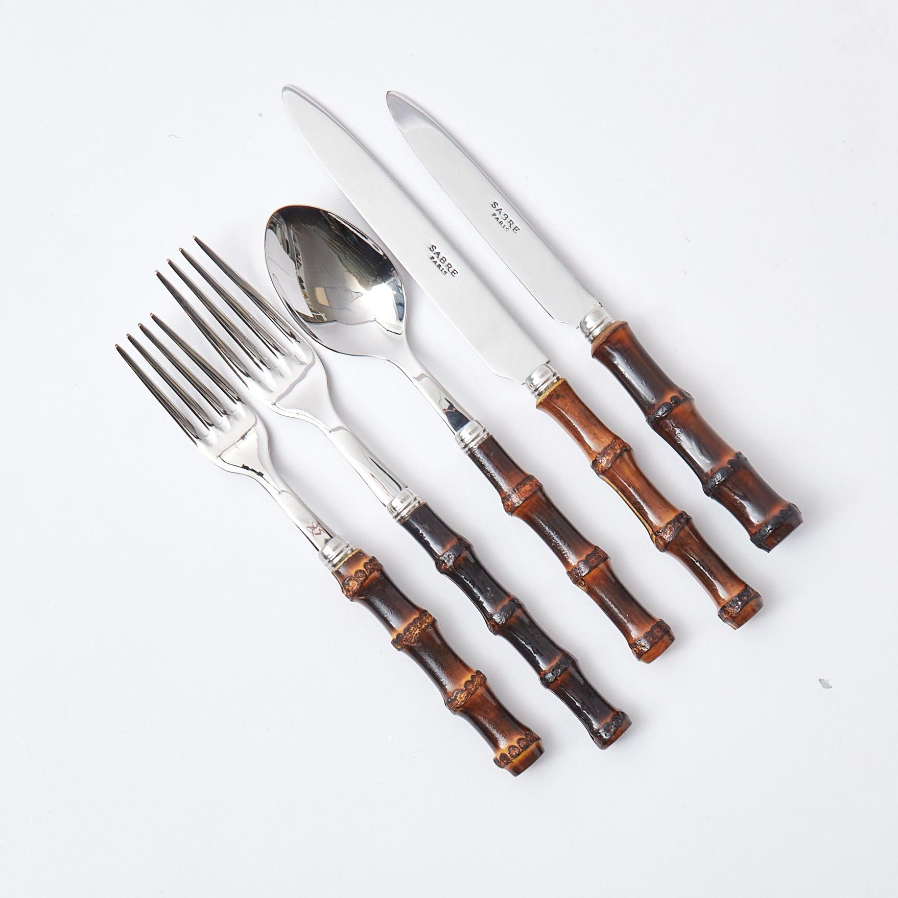 Elevate your dining experience with the natural beauty of our 5-Piece Burnt Bamboo Cutlery Set - a tribute to eco-friendly living.