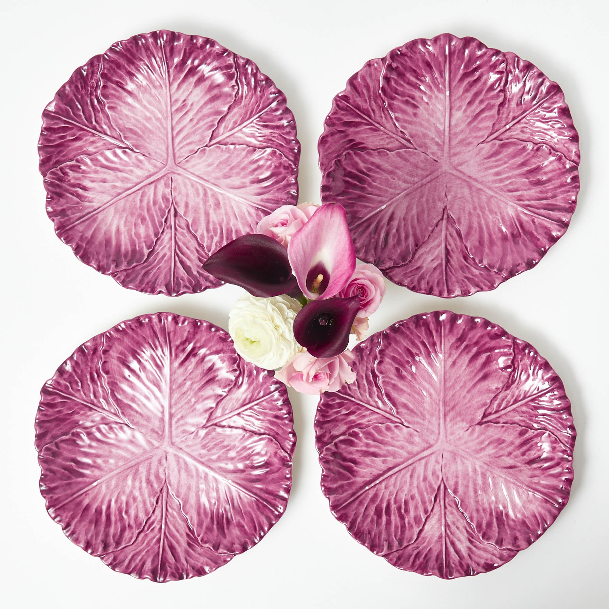 Serena Aubergine Cabbage Dinner Plates (Set of 4)