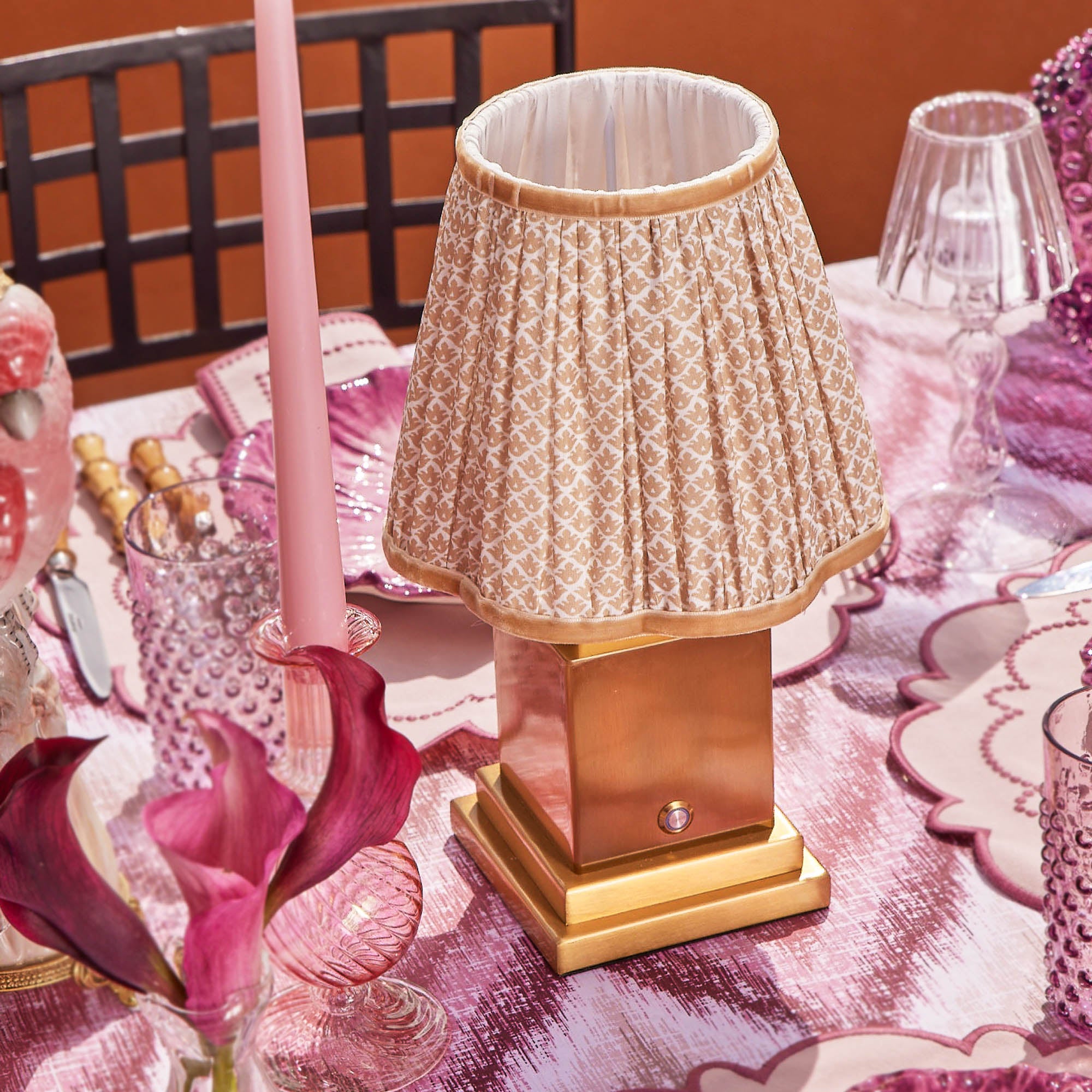 Rechargeable Lamp with Putty Lotus Shade (18cm)