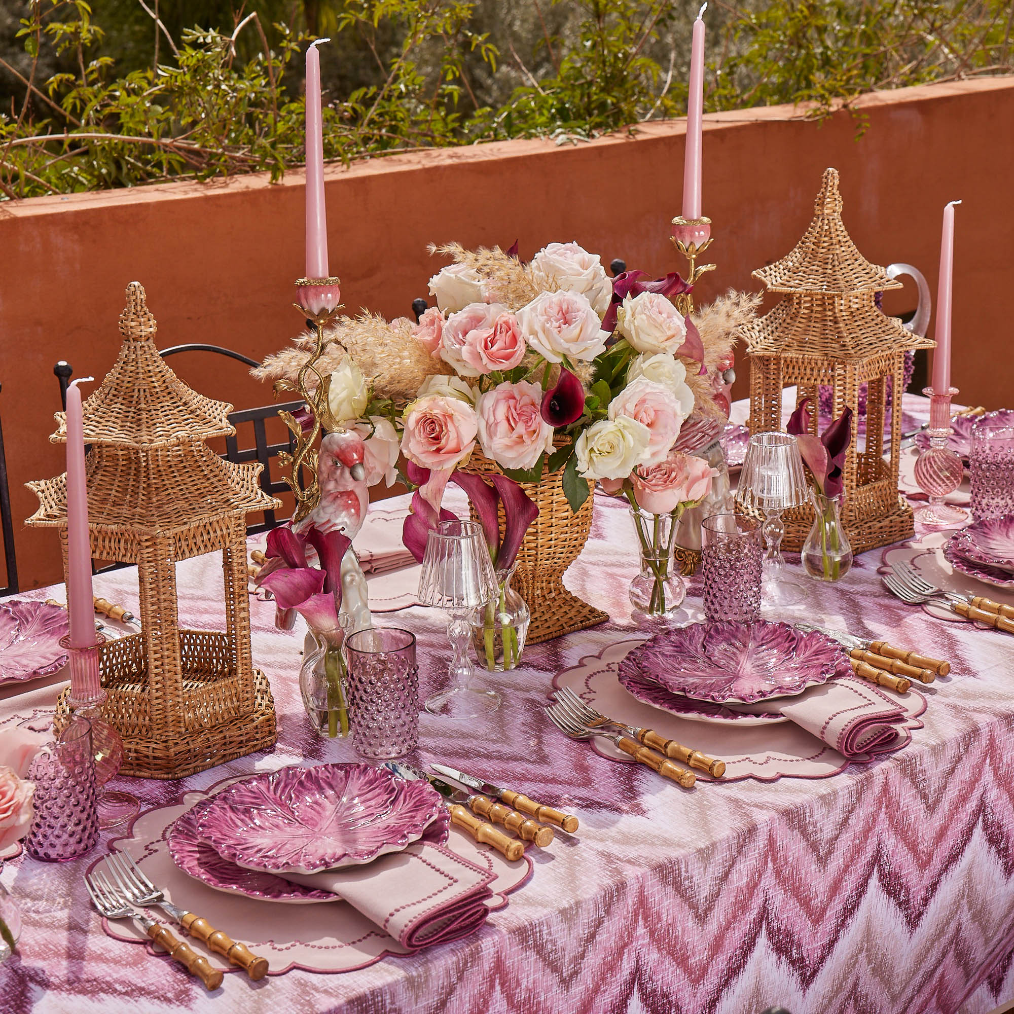 Purple Hobnail Jug & Glasses (Set of 6)