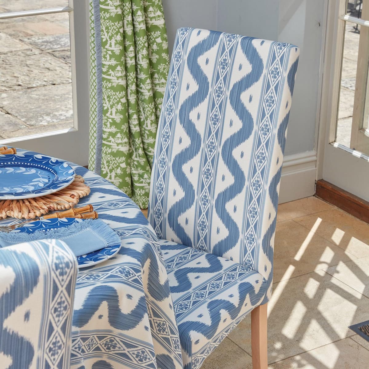 Charlotte Blue Ikat Dining Chair