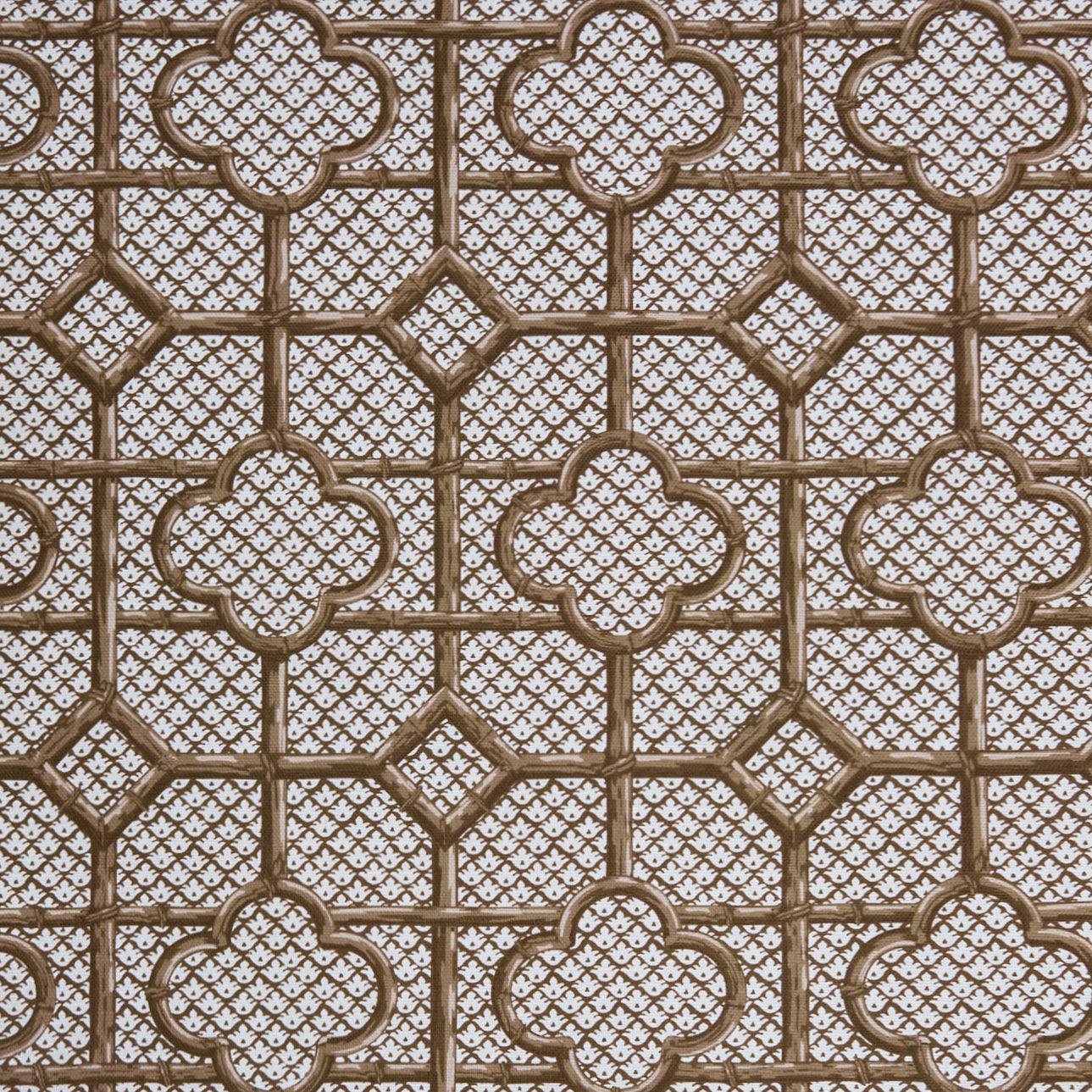 Chestnut Brown Bamboo Trellis Fabric - Mrs. Alice