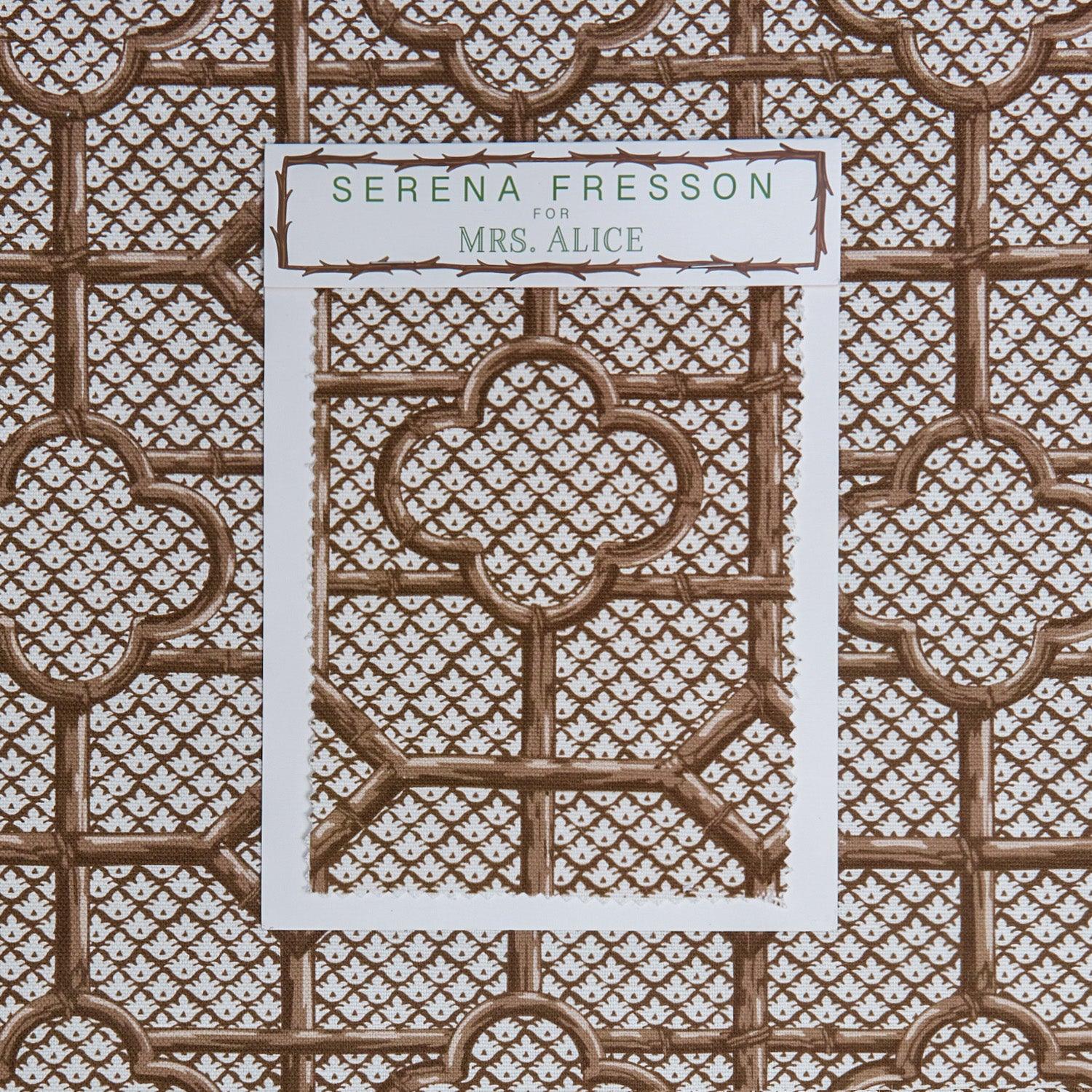 Chestnut Brown Bamboo Trellis Fabric - Mrs. Alice