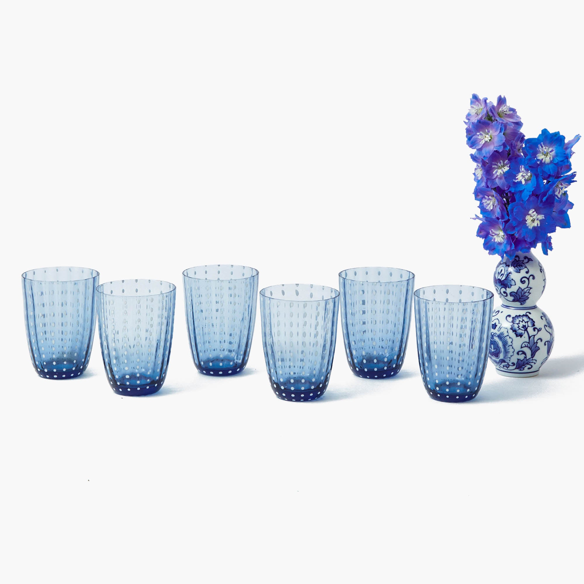 Blue Speckle Water Glasses (Set of 6)