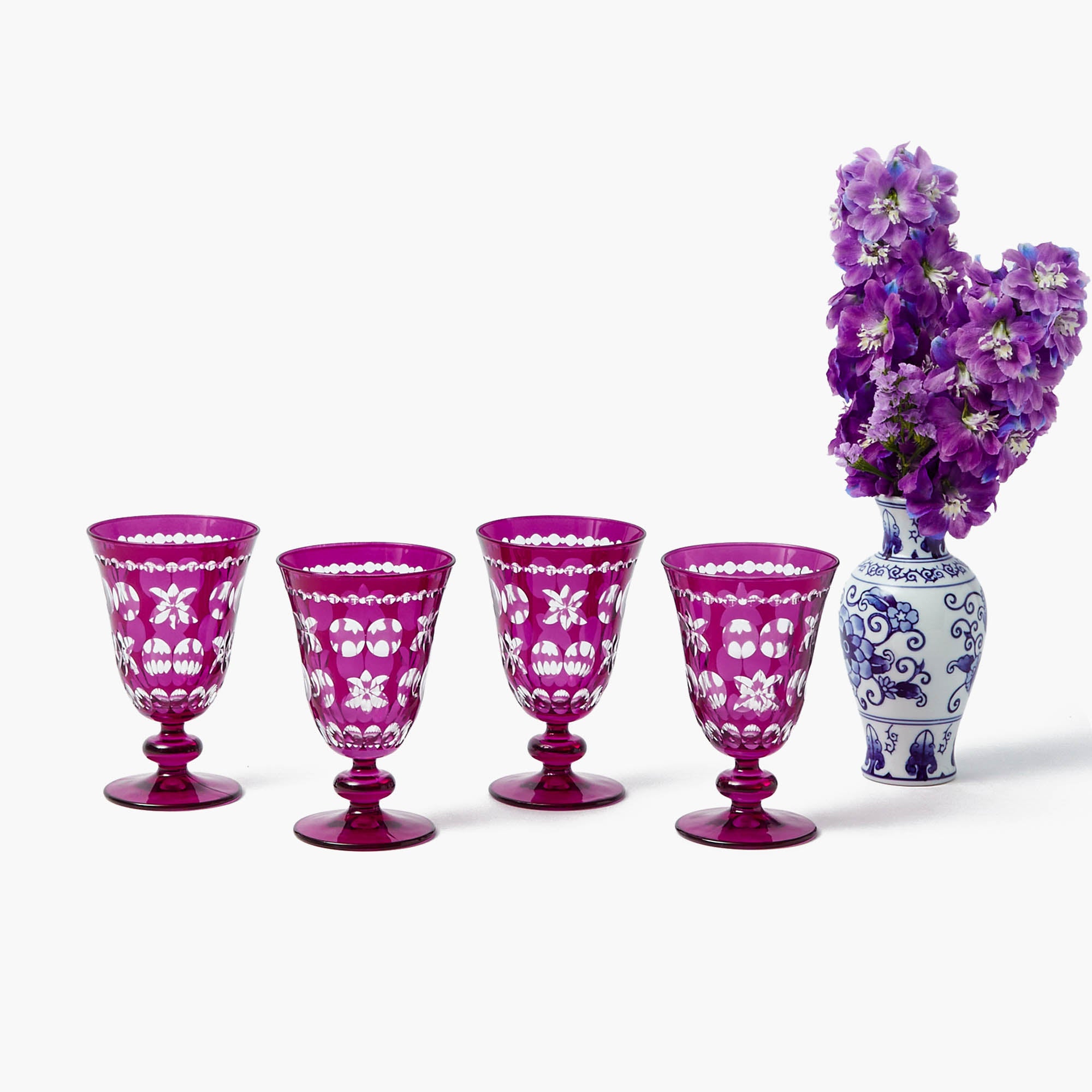 Aubergine Anita Engraved Glassware (Set of 8)