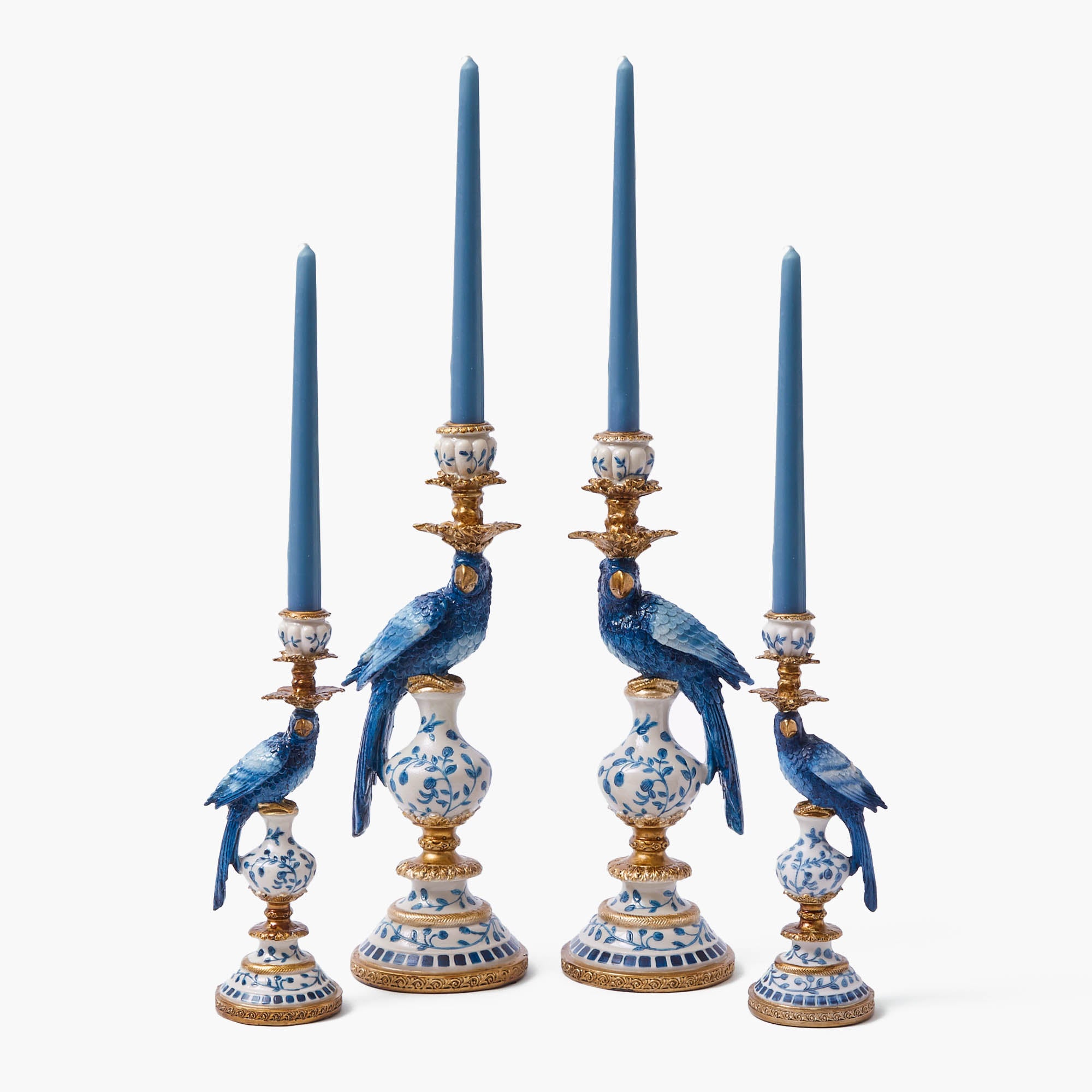 Blue Parrot Candle Holder (Pair)